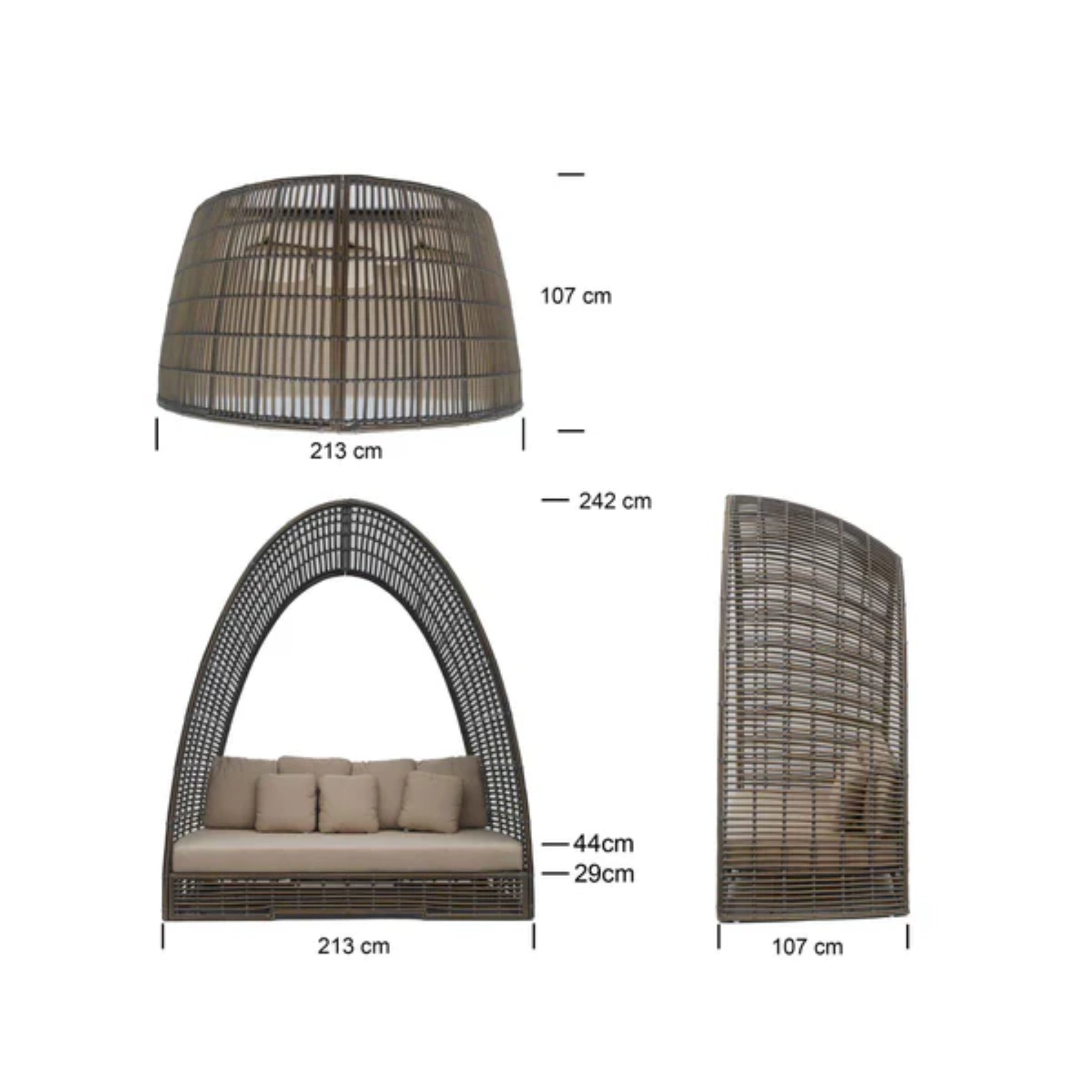 Skyline Design Ruby Daybed – Mushroom Woven Fiber | Luxury Outdoor Daybed