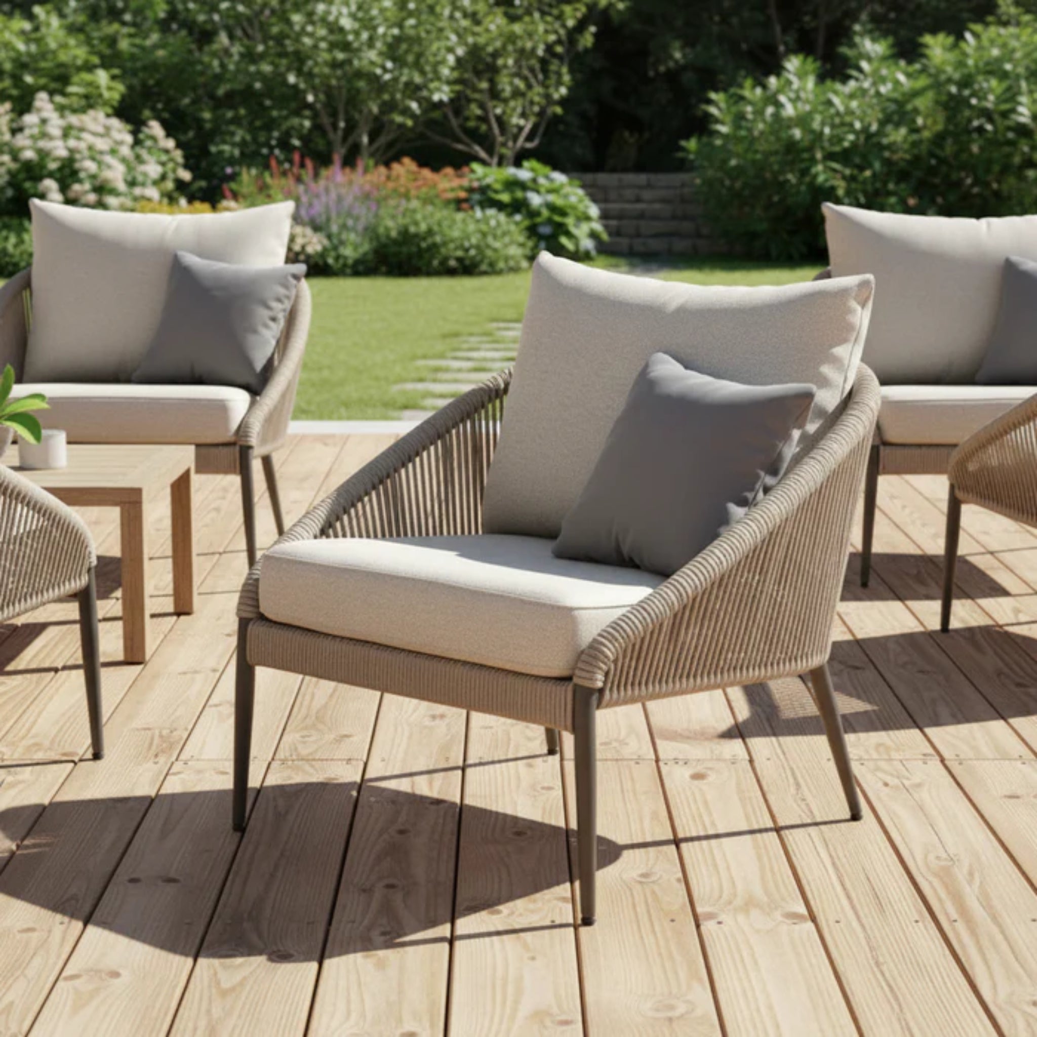 Skyline Design Rodona Armchair – Silver Grey Polyrope | Outdoor Lounge Chair