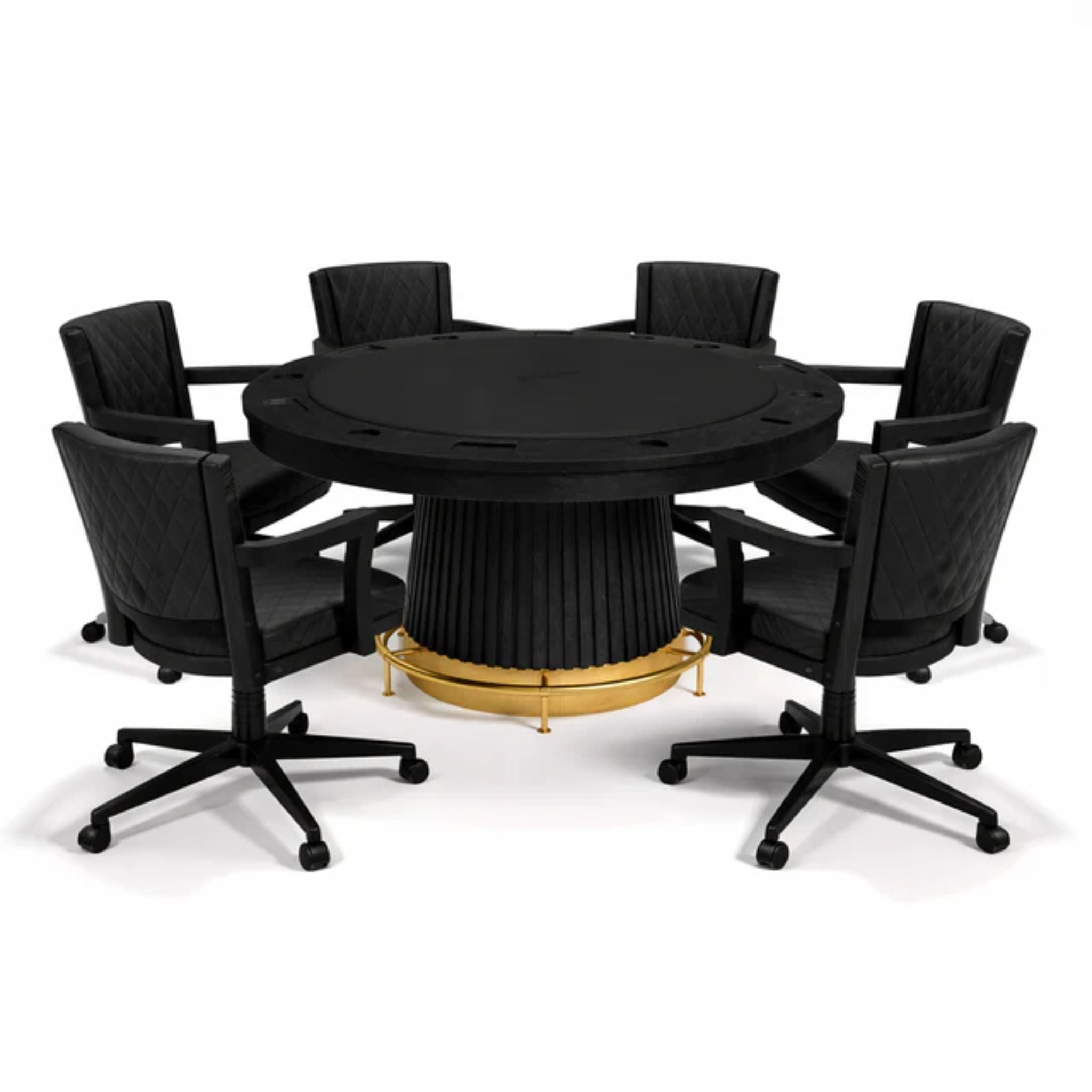 Black Ram Game Room Prohibition poker and dining chair, modern swivel gaming chair with sleek black design and comfortable seating.