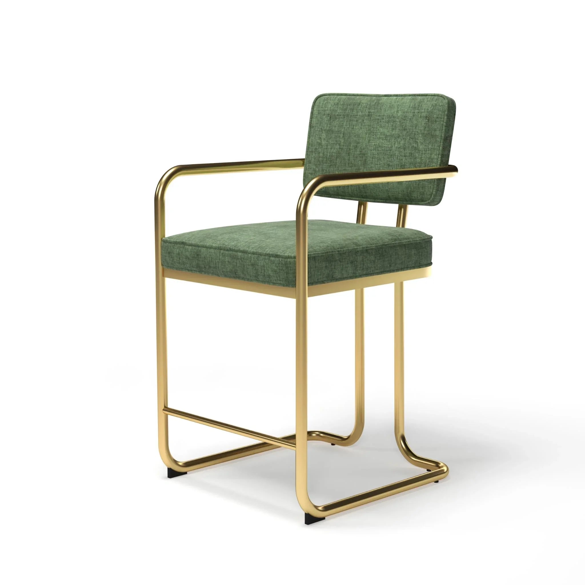 Green Ram Game Room Prohibition barstool with a sleek design and angled view, perfect for any game room setting.