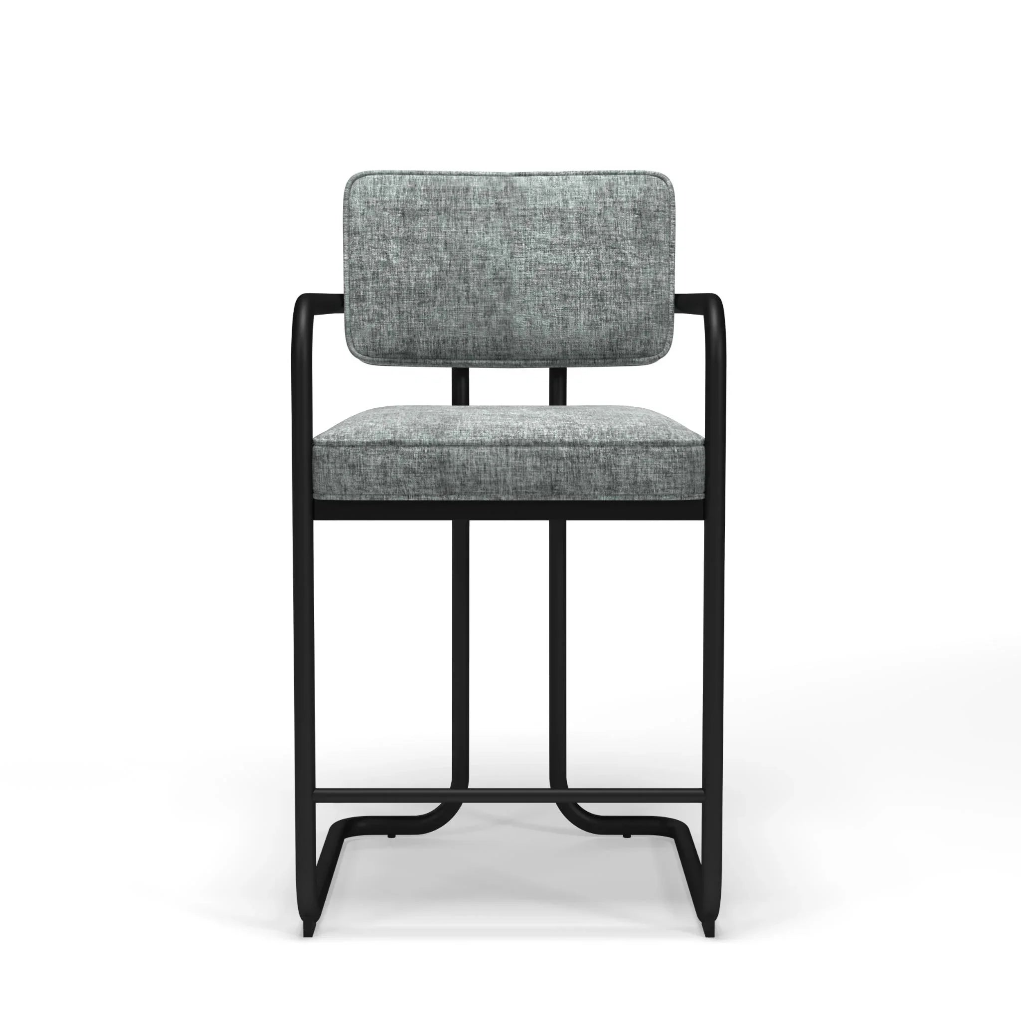 Ram Game Room Prohibition barstool with a grey finish, showcasing a sleek design and sturdy legs.