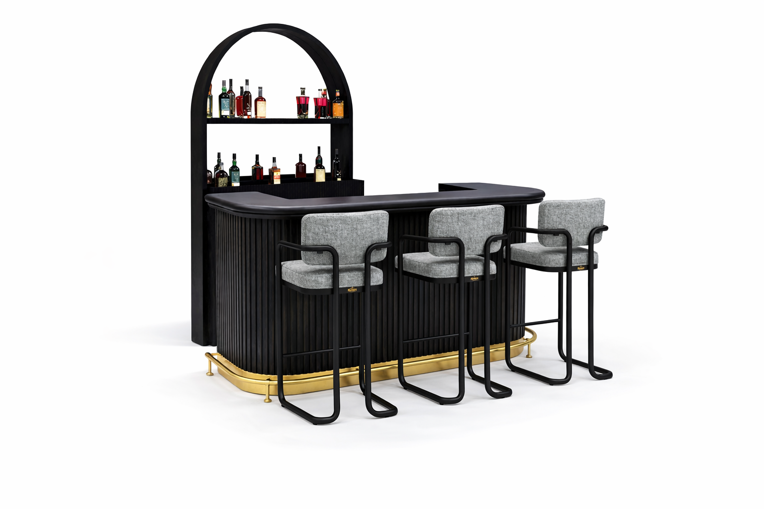Ram Game Room Prohibition Series 60-inch vintage grey home bar cabinet with foot rail and tools, designed for game room relaxation.