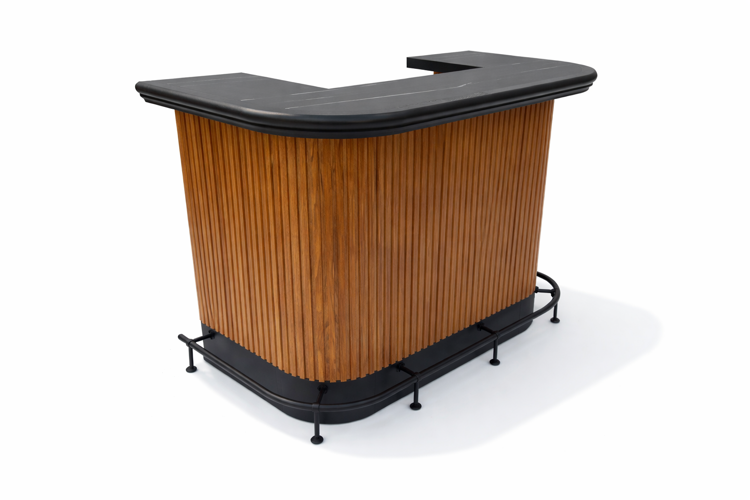 Ram Game Room Prohibition Series 60-inch walnut home bar cabinet with angled front view, showcasing its stylish cocktail bar design.