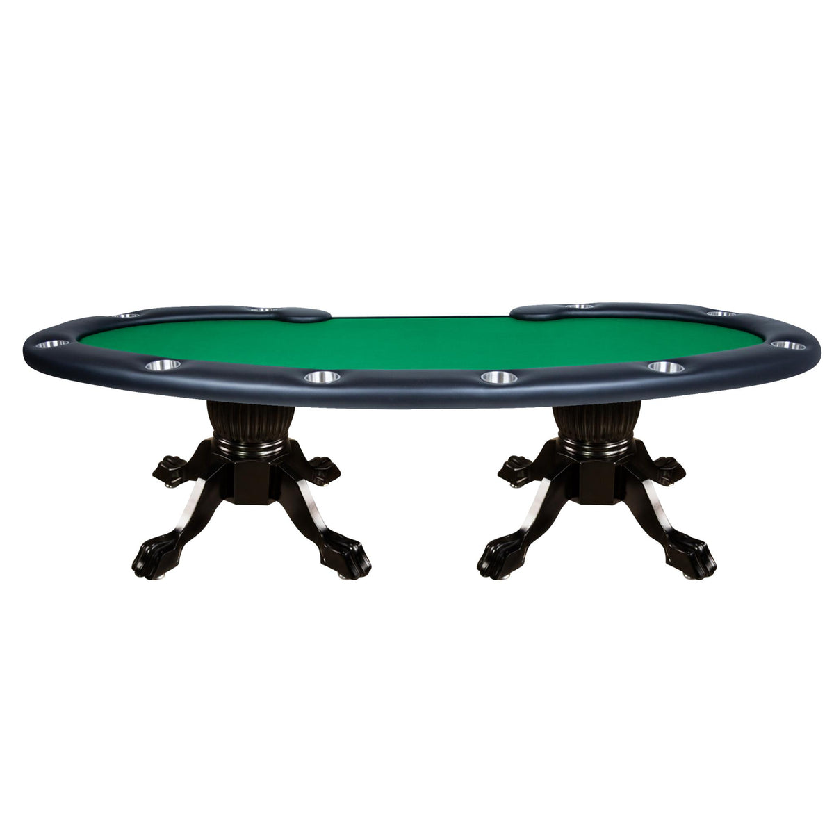 BBO Poker Tables Prestige X Texas Hold’em poker table with green velveteen surface and modern luxury design.