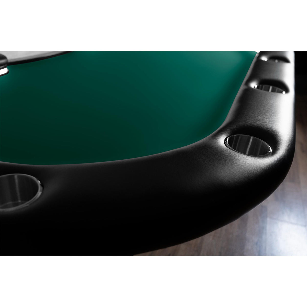 BBO Poker Tables Aces Pro Alpha LED folding Texas Hold’em poker table with green velveteen surface and modern design.