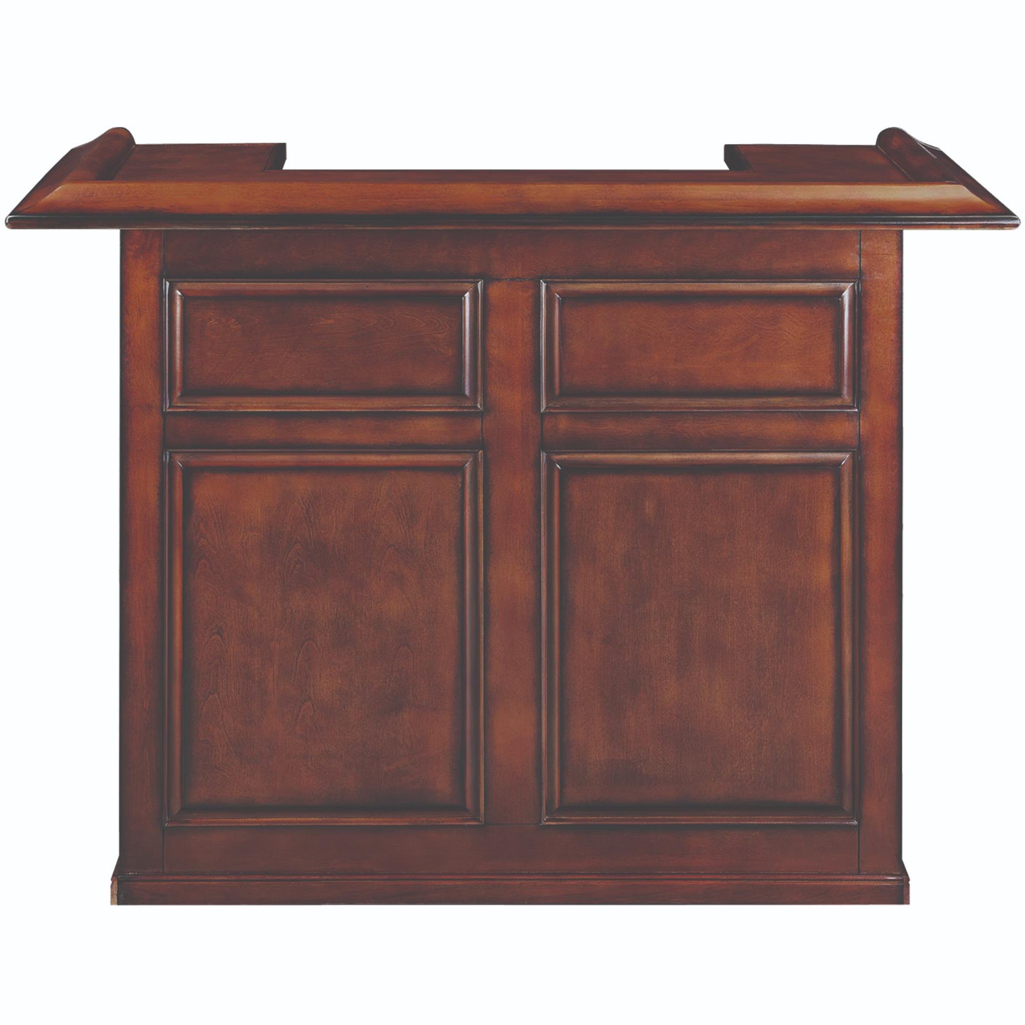 Ram Game Room English pub style bar cabinet in antique white solid wood, featuring a classic home bar design with storage and elegant details.