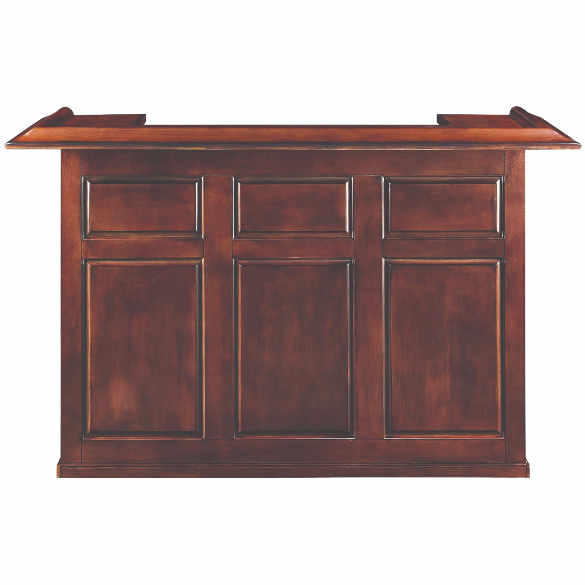 Solid wood Ram Game Room English pub-style bar cabinet with antique white finish, featuring classic design and ample storage space.
