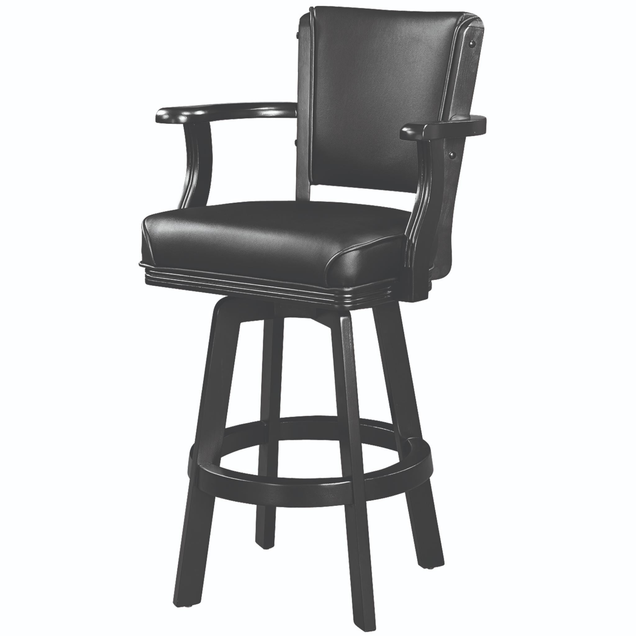Ram Game Room swivel bar stool with arms in cappuccino, featuring a comfortable seat and sturdy design for game room seating.