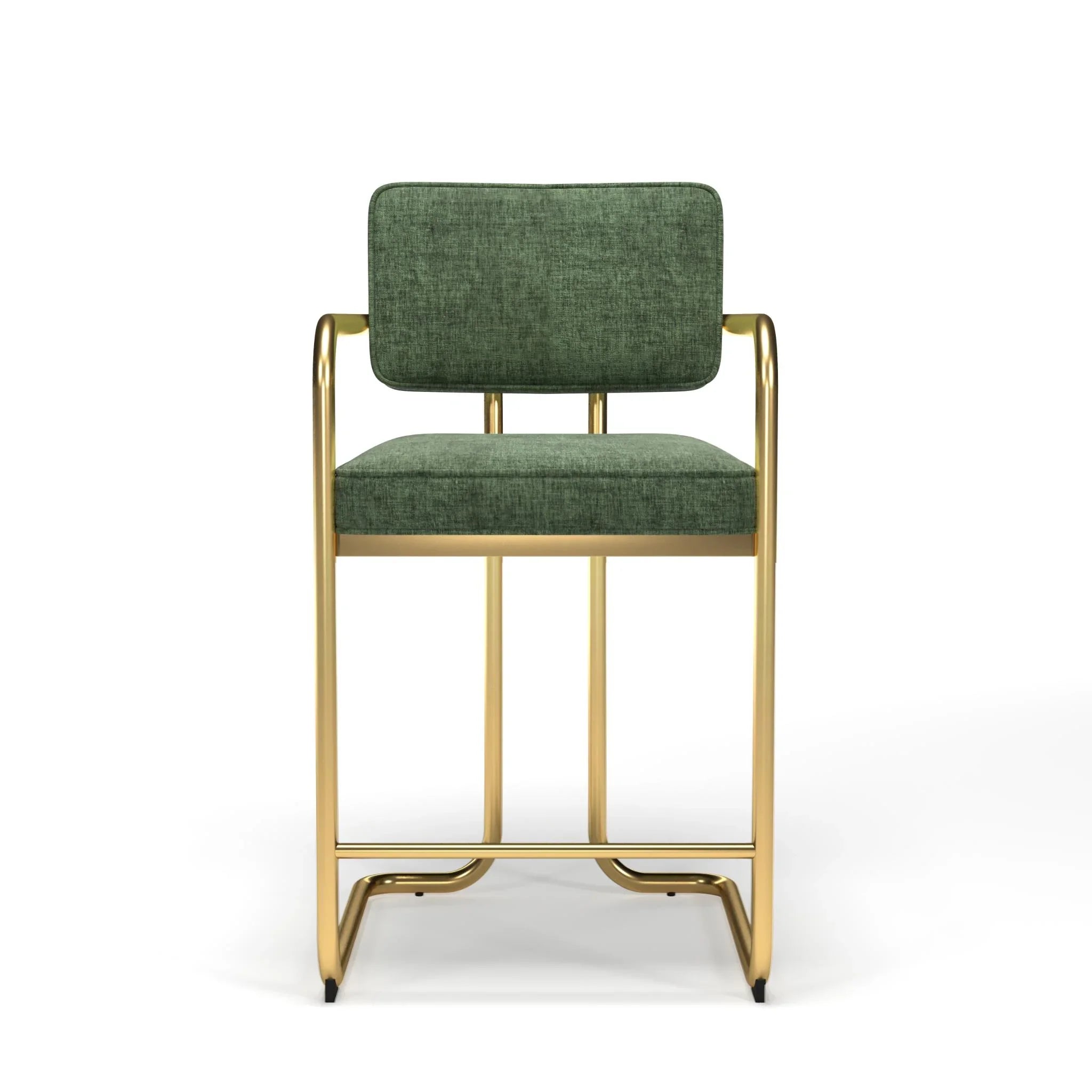 Vintage green Ram Game Room Prohibition-style bar stool with wooden legs and a curved backrest, ideal for game room or home bar decor.