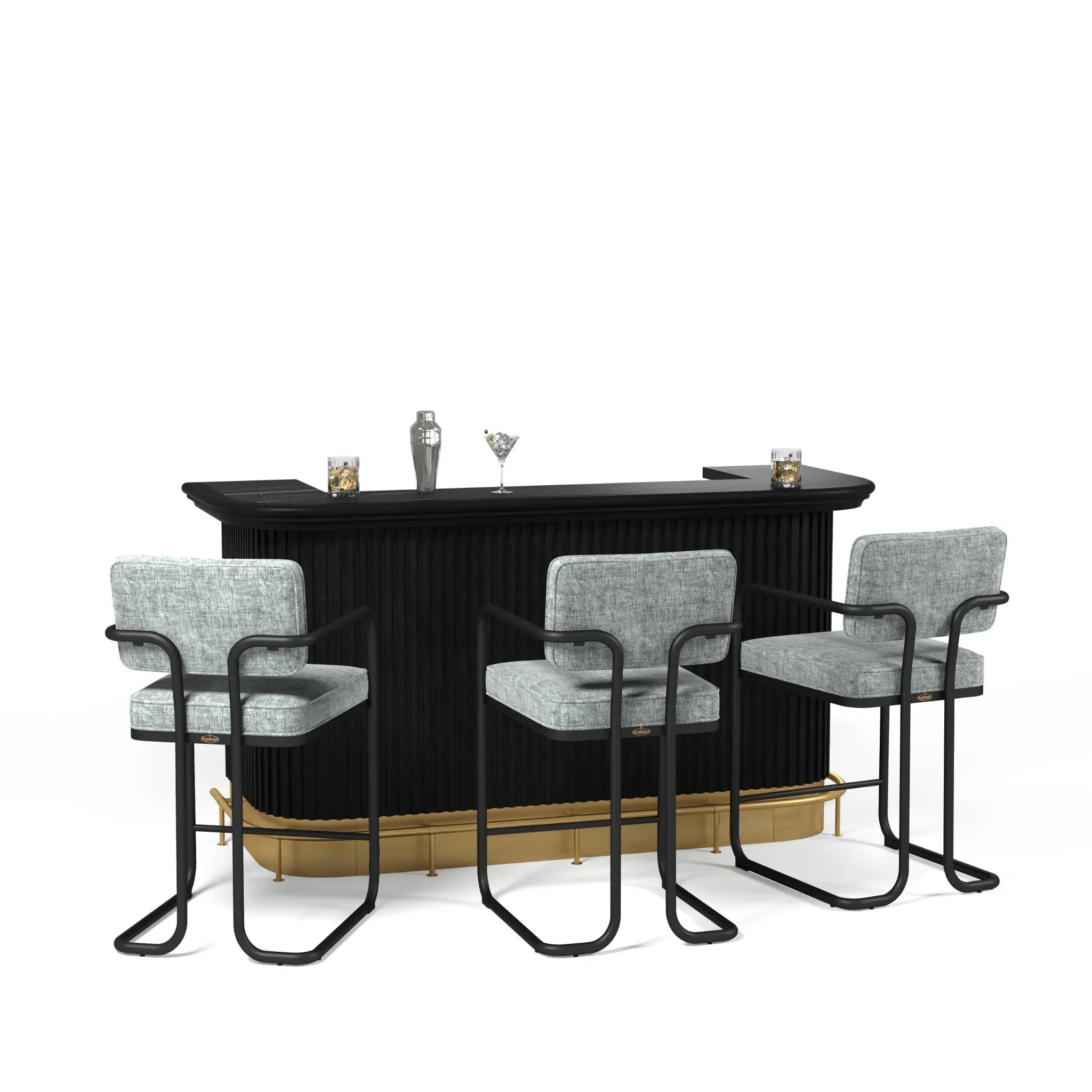 Ram Game Room Prohibition Series walnut home bar cabinet, 84-inch cocktail bar with storage and stylish design for game room use.