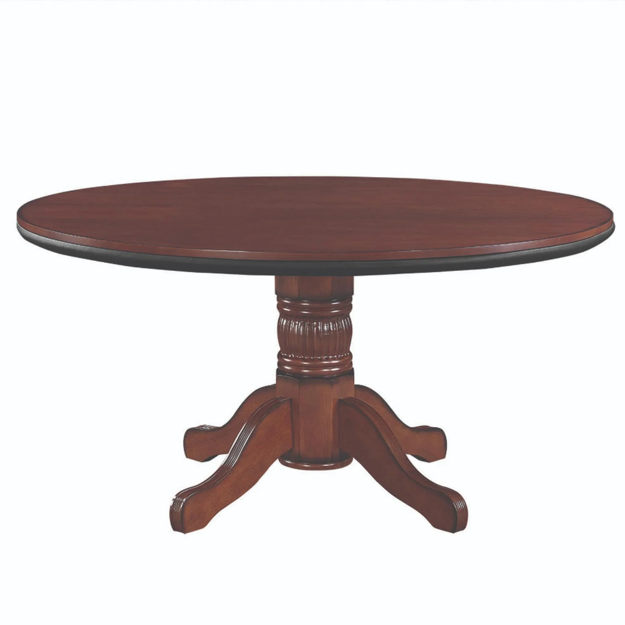 Ram Game Room 60-inch round convertible poker and dining table with antique white finish, featuring a dual-purpose game and dining surface.