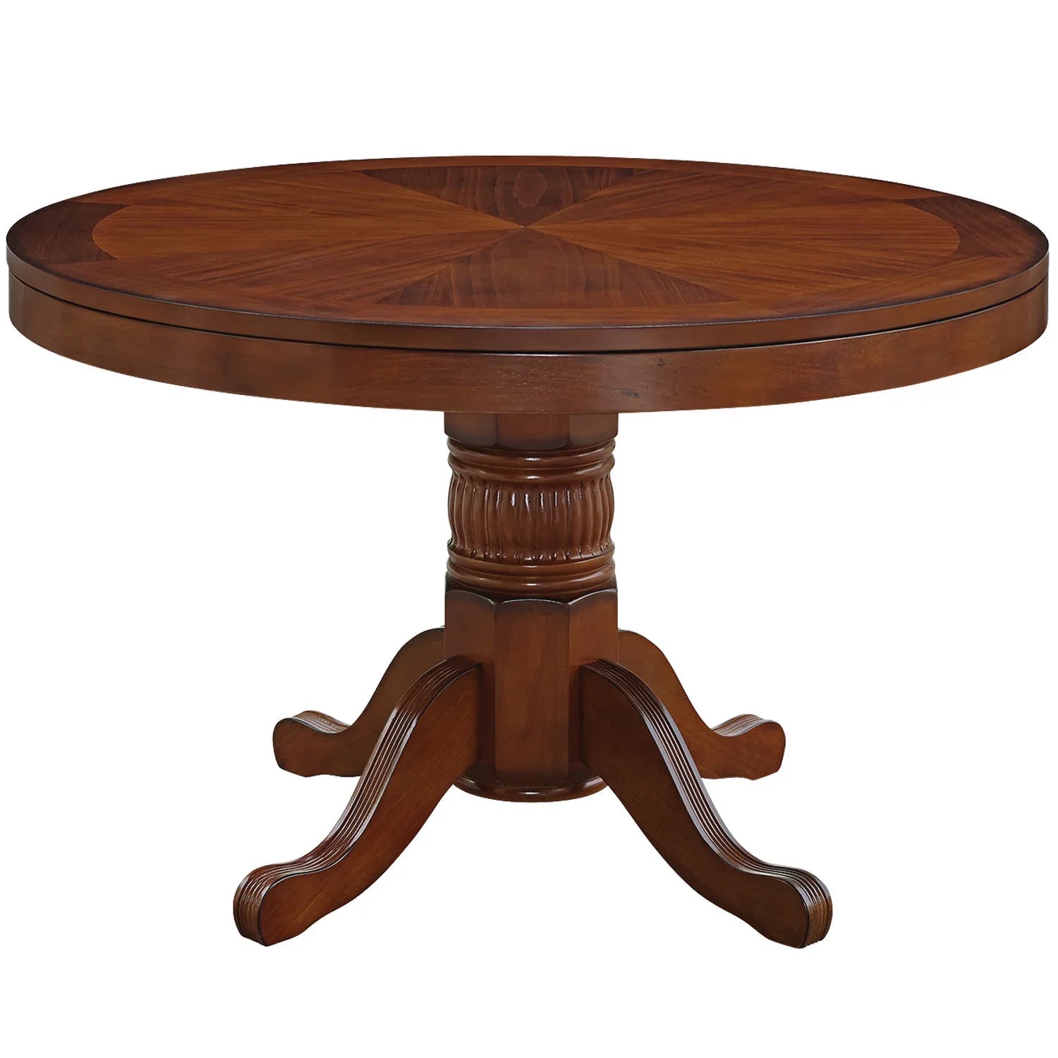 Ram Game Room 3-in-1 48-inch round game table featuring poker, dining, and storage in an antique white finish.