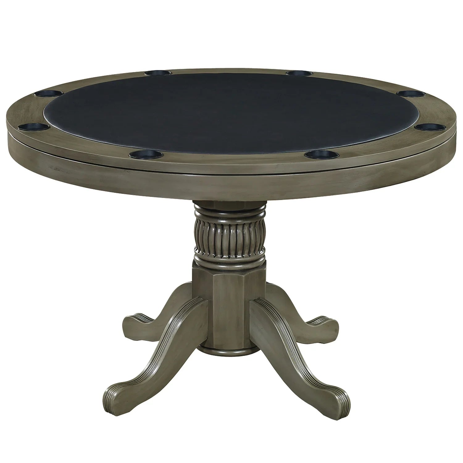 Ram Game Room 3-in-1 48-inch round poker, dining, and storage game table in antique white with a smooth surface and versatile design.