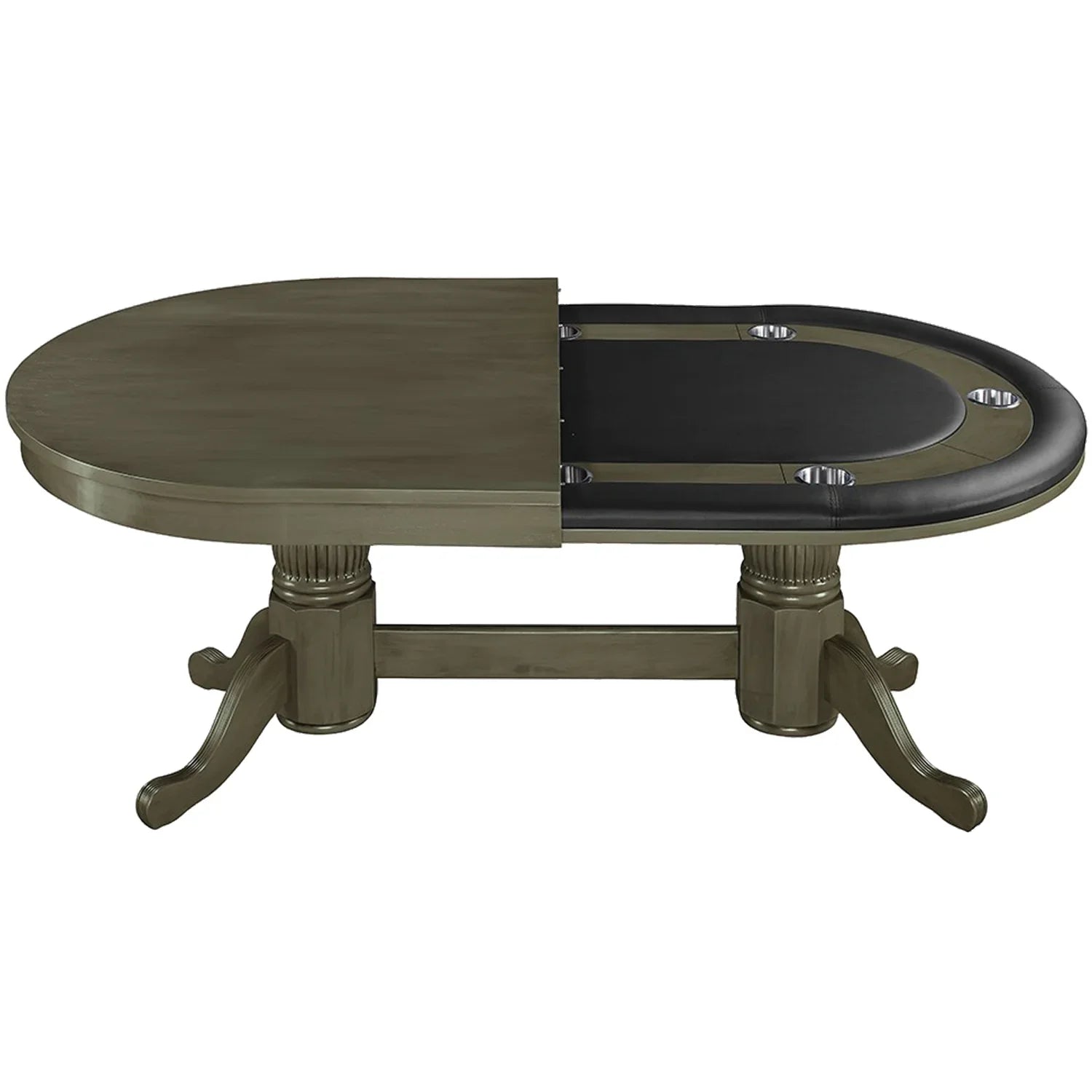 Ram Game Room Texas Hold’em poker table in antique white, 84-inch professional poker table for game rooms and tournaments.
