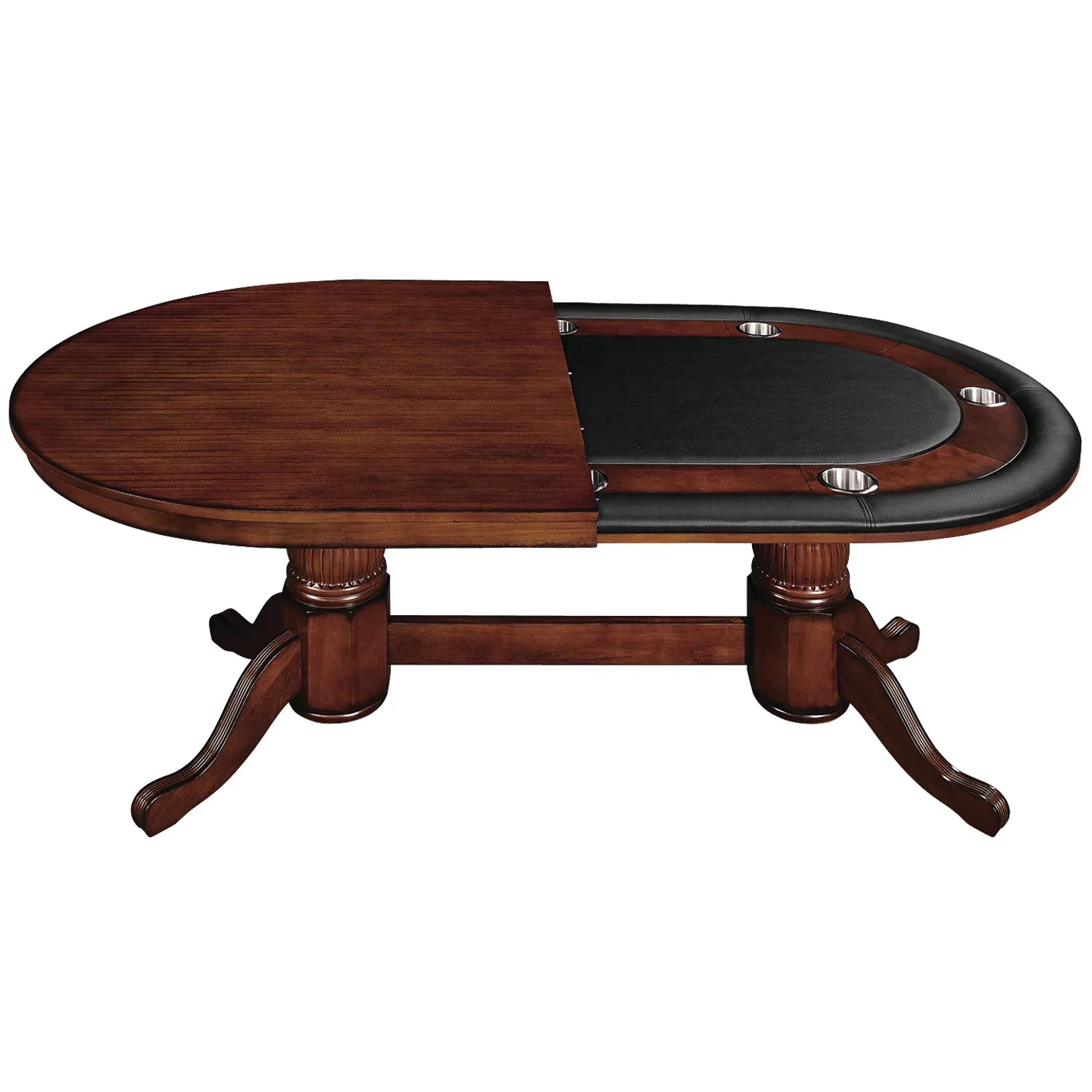 Ram Game Room Texas Hold’em poker table in antique white, 84-inch professional size with felt playing surface and poker chip trays.