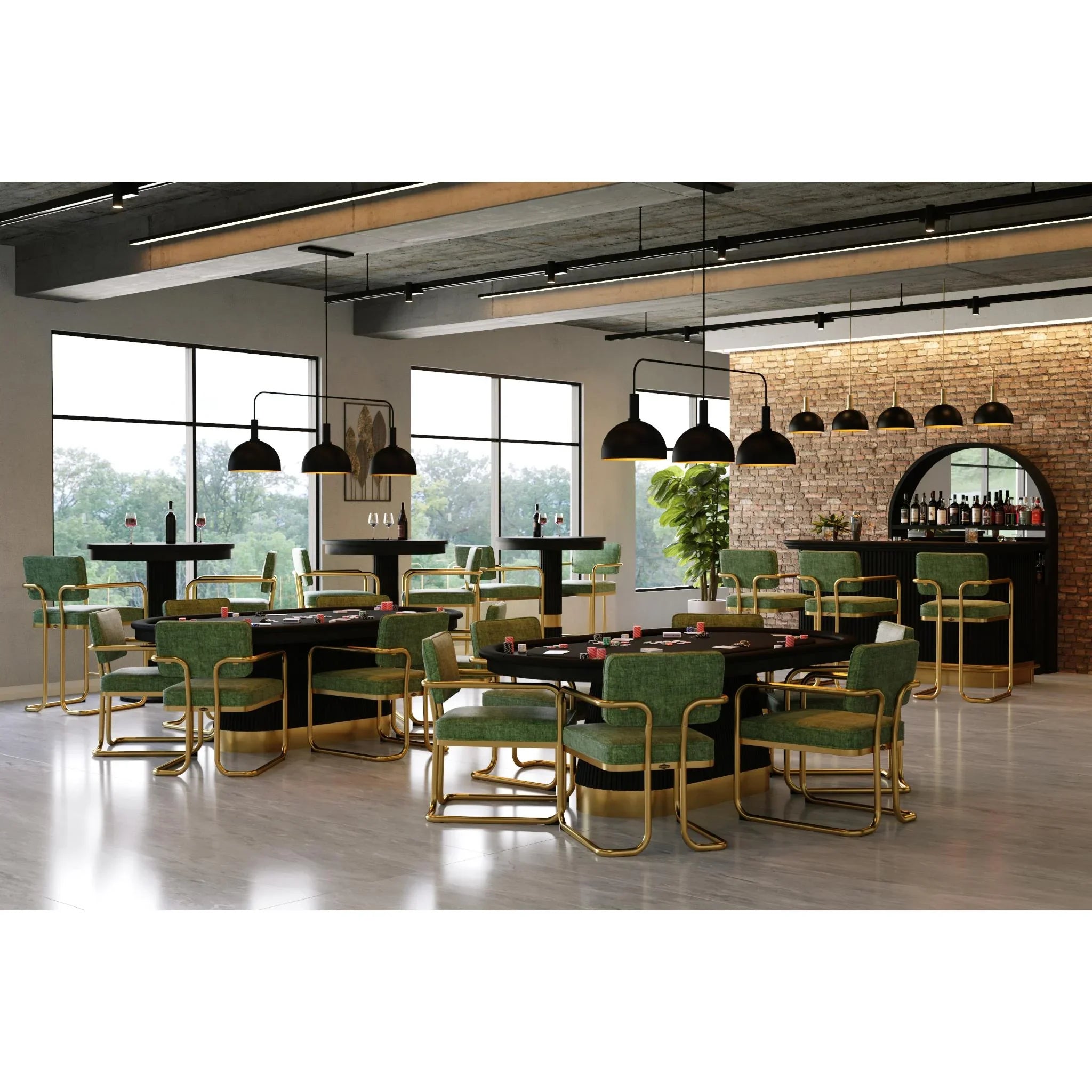 Ram Game Room Prohibition Series 84-inch Texas Hold’em Poker Table with black finish, featuring professional-grade poker surface.
