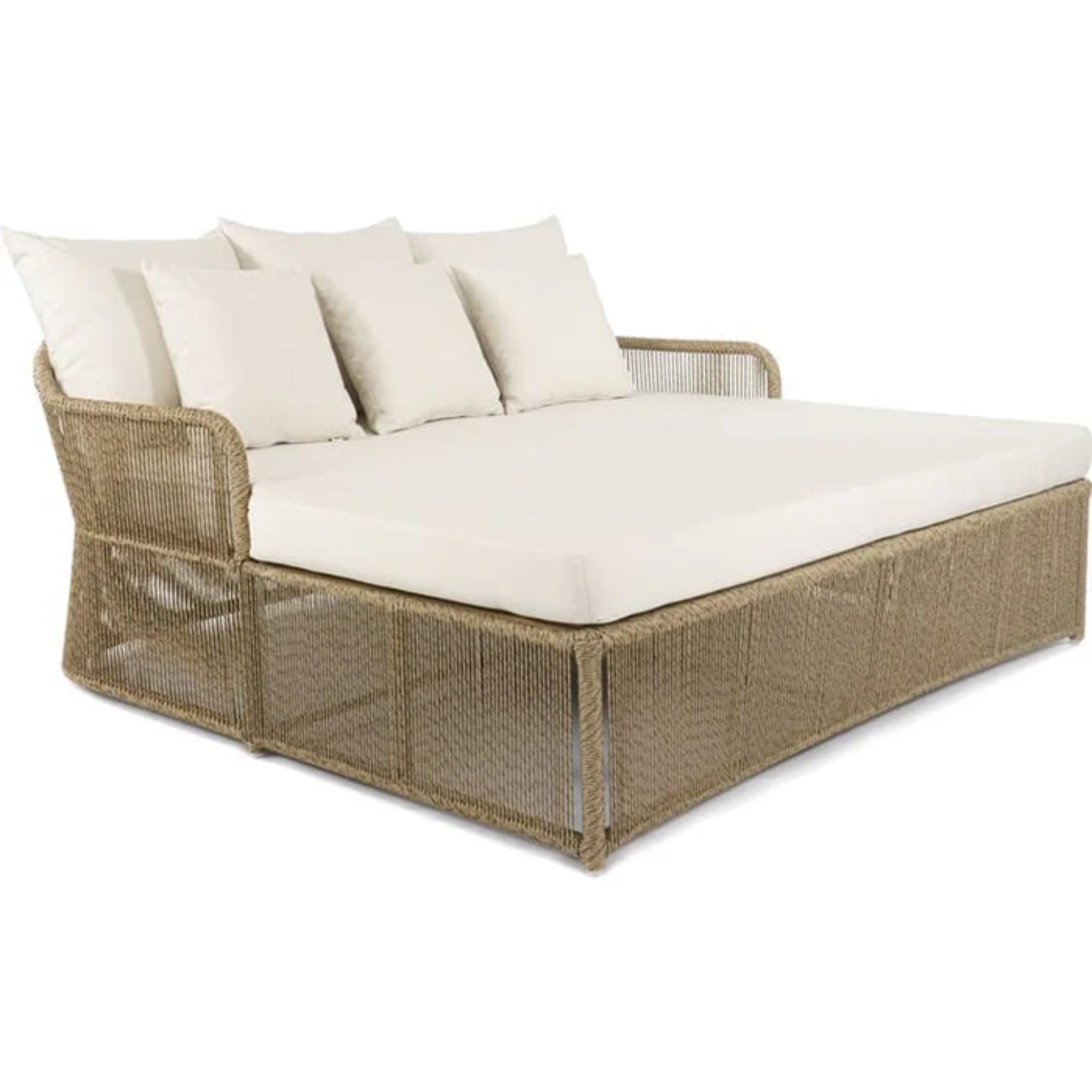 Skyline Design Calixto outdoor daybed with Nigerian twist weave, featuring luxurious and stylish design for outdoor relaxation.