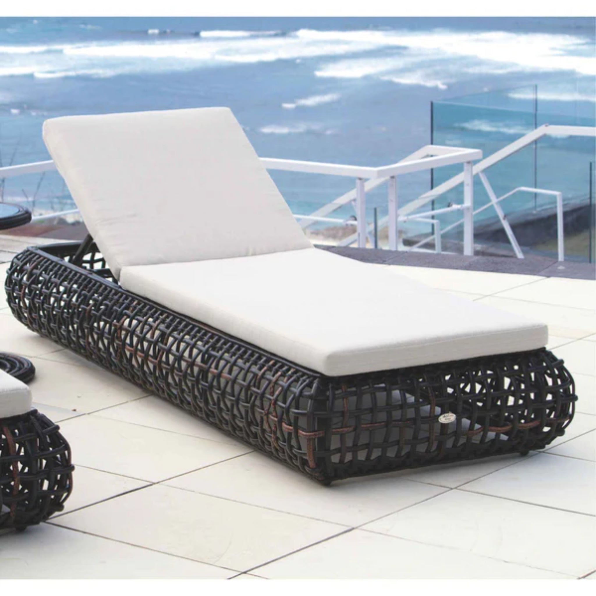 Skyline Design Dynasty Chaise Lounger – Mushroom Woven Fiber | Outdoor Poolside Lounger