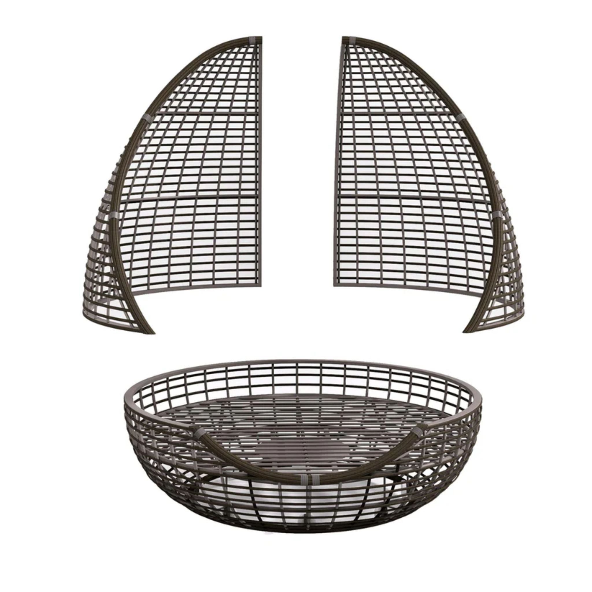 Skyline Design Faber outdoor swivel daybed with Sunbrella cushions, featuring a modern design and comfortable seating.