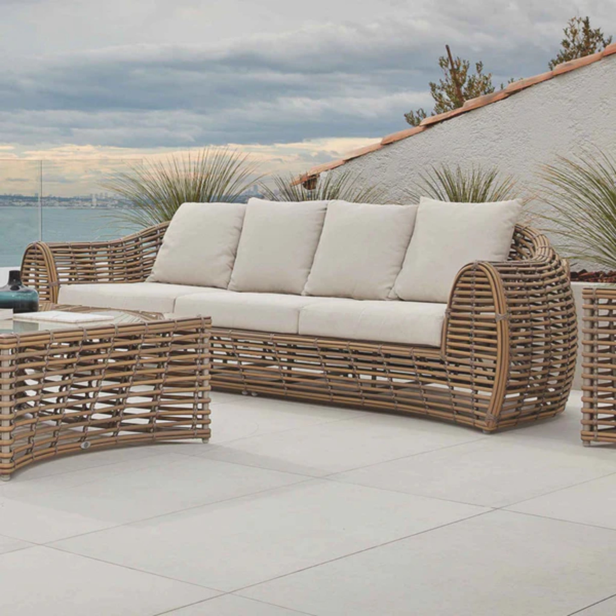 Skyline Design Ruby Sofa – Mushroom Woven Fiber | Outdoor Sofa