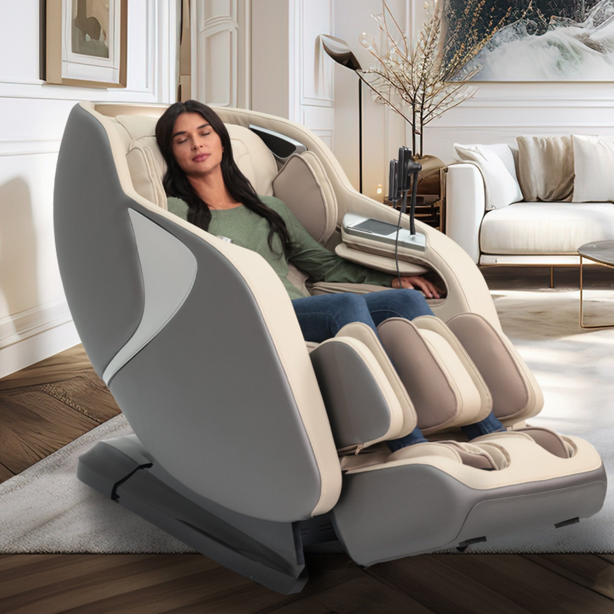 Kyota Joubu M880 massage chair in black with padded armrests and full-body design, showcasing its sleek, ergonomic structure.