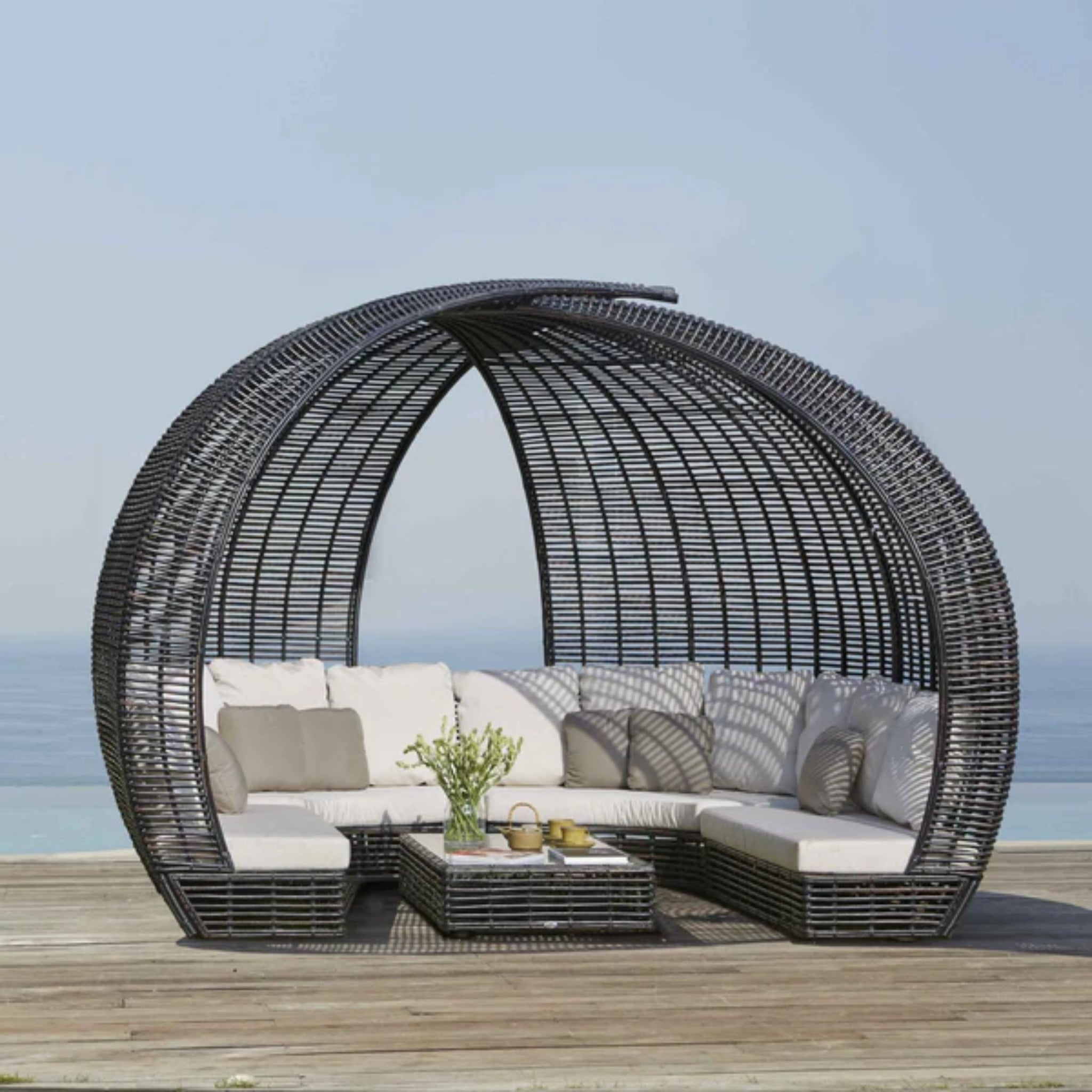 Skyline Design Sparta Daybed – Mushroom Woven Fiber | Luxury Outdoor Daybed