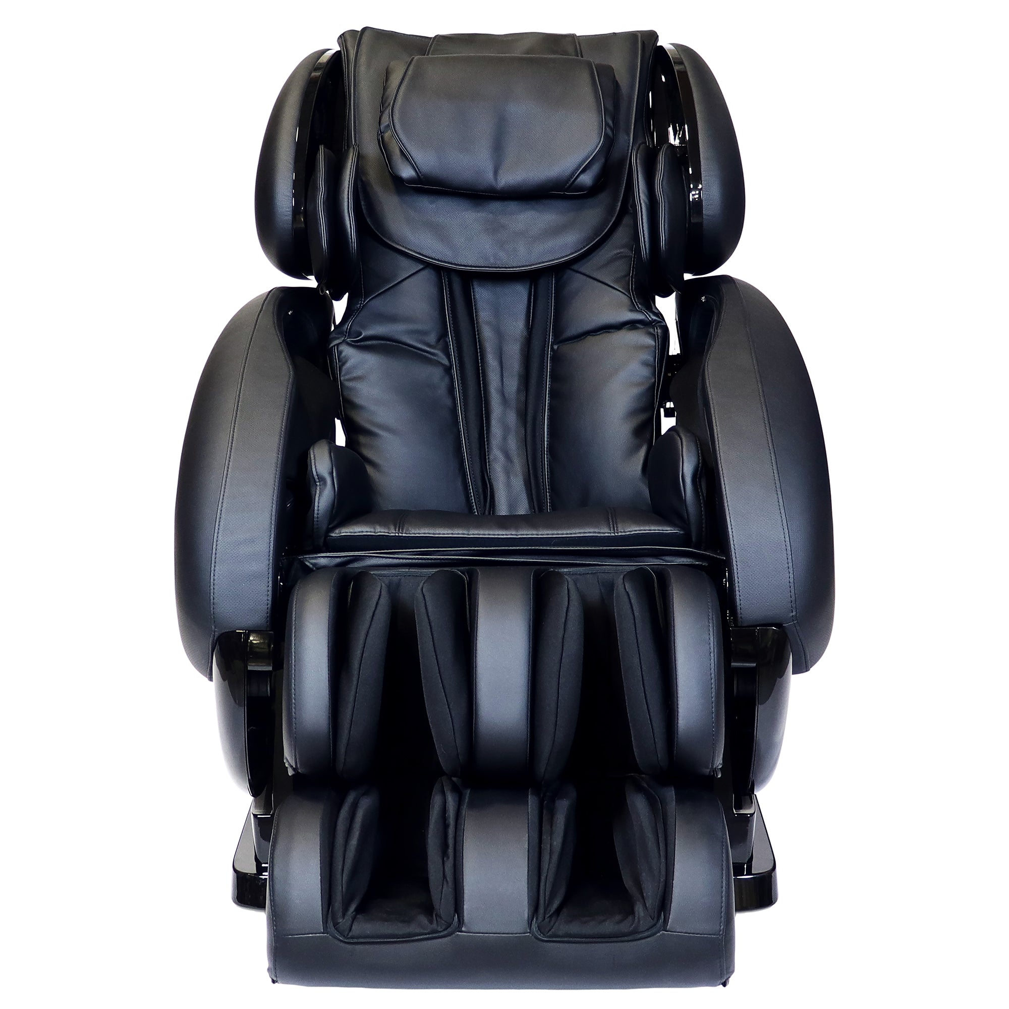 Infinity IT-8500 Plus massage chair in black with full body and zero gravity features, showcasing its sleek design and control panel.