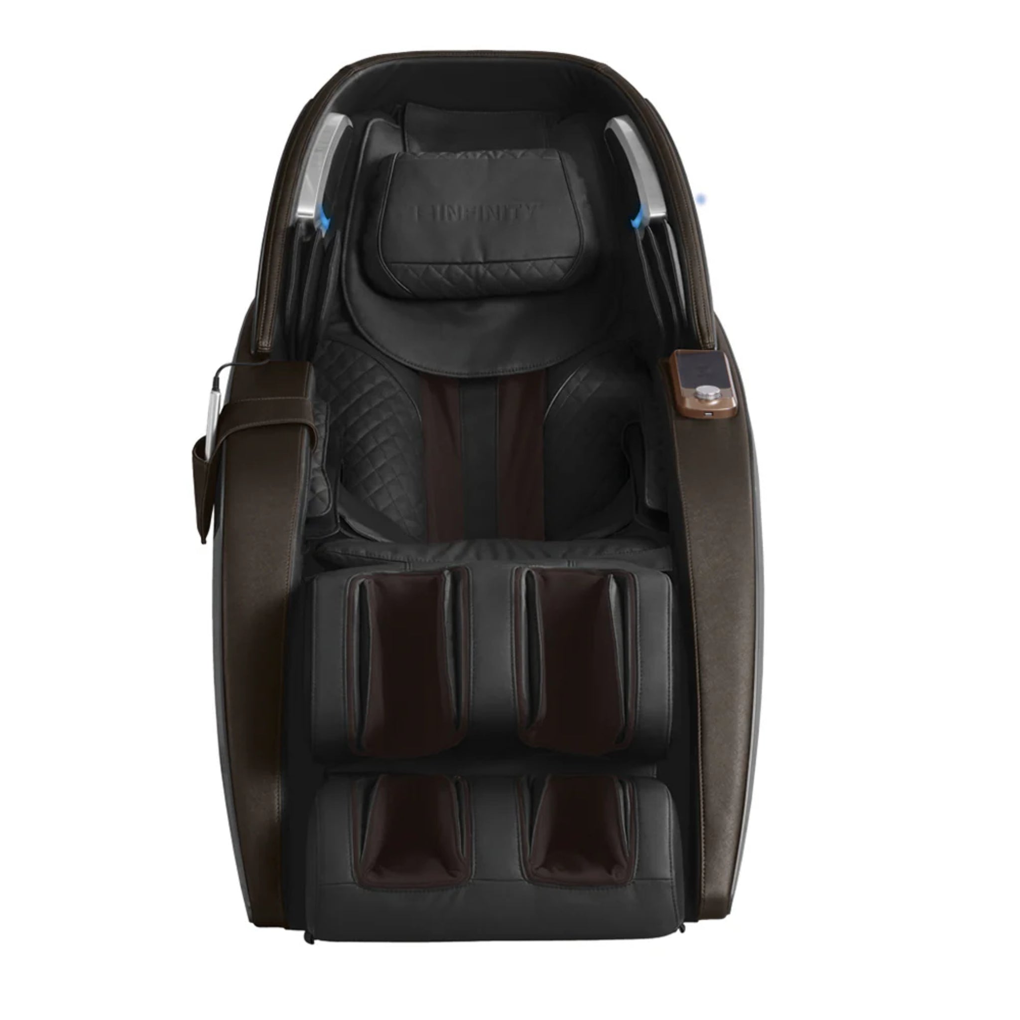 Infinity Dynasty 4D Zero Gravity Massage Chair in brown, showcasing full body massage features and sleek design.