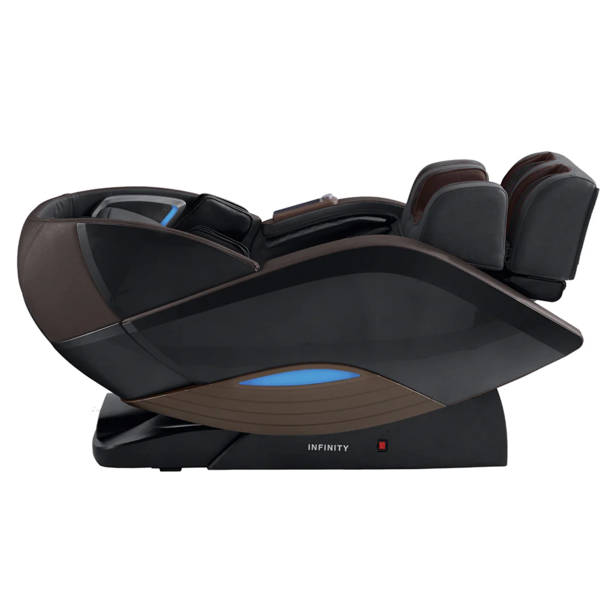 Infinity Dynasty 4D Zero Gravity Massage Chair in brown, full-body massage chair with advanced zero gravity and modern design.