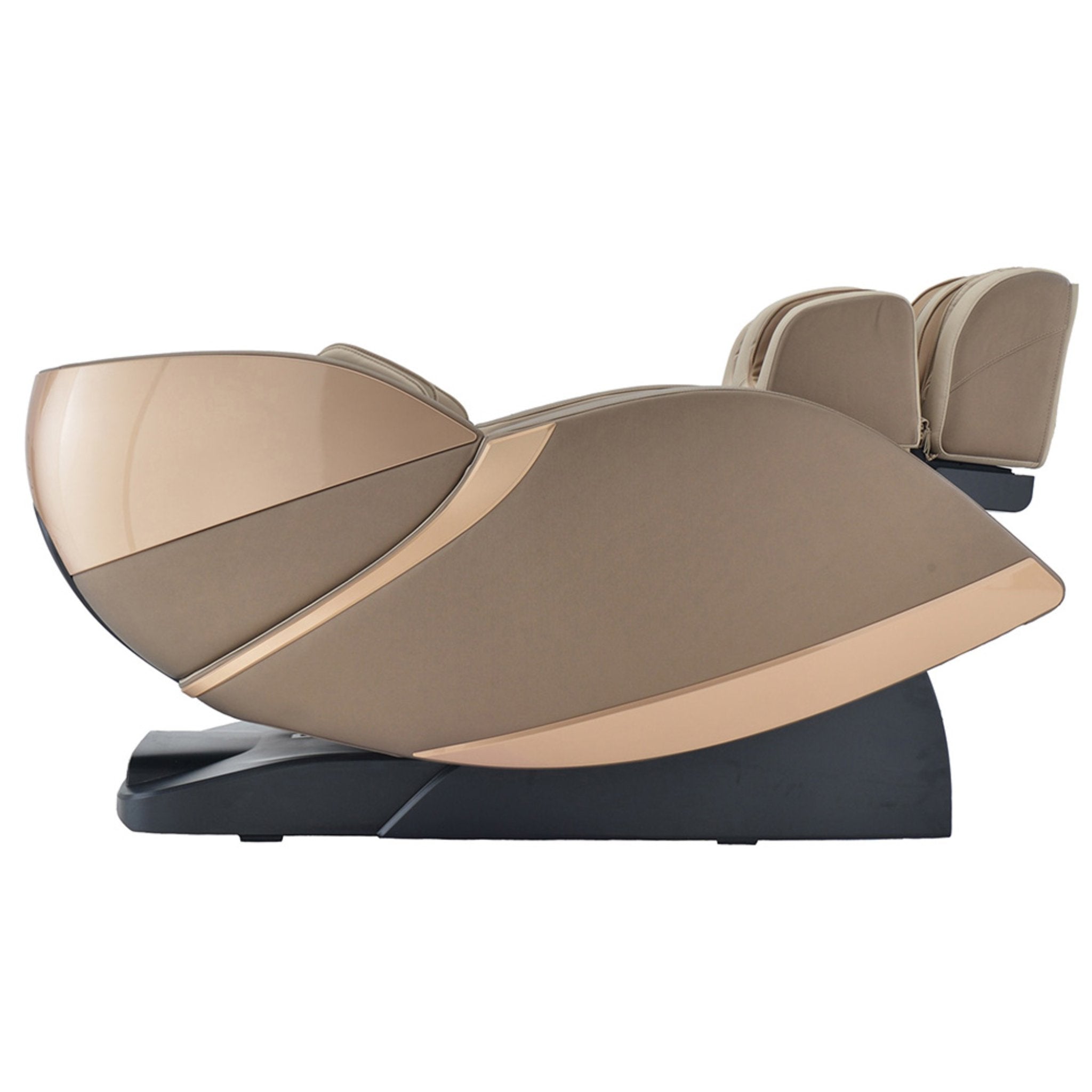 Kyota Kansha M878 massage chair in gold with full body zero gravity design, plush padding, and sleek modern look.