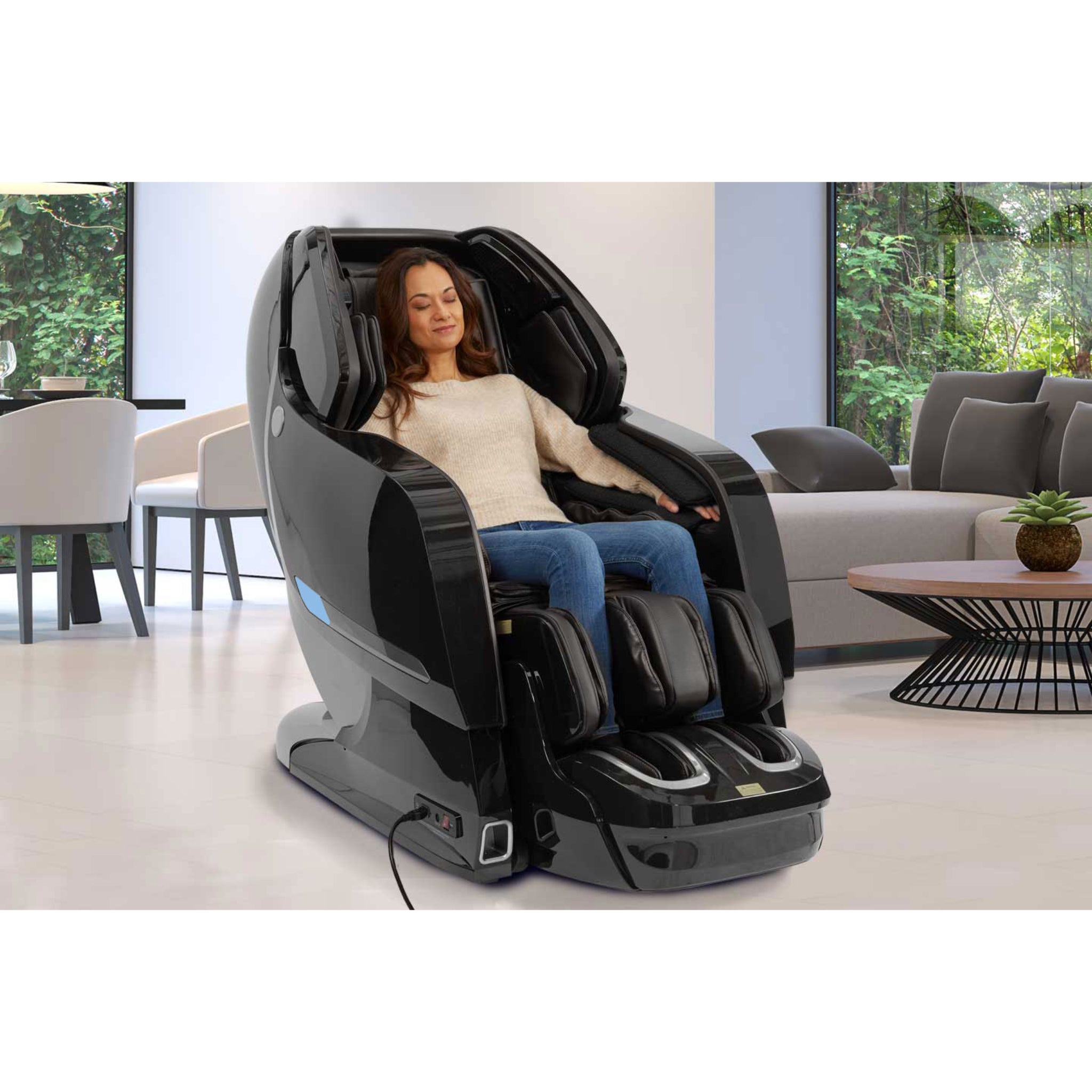 Kyota Yosei M868 massage chair in black, showcasing its sleek design and full-body zero gravity massage features.