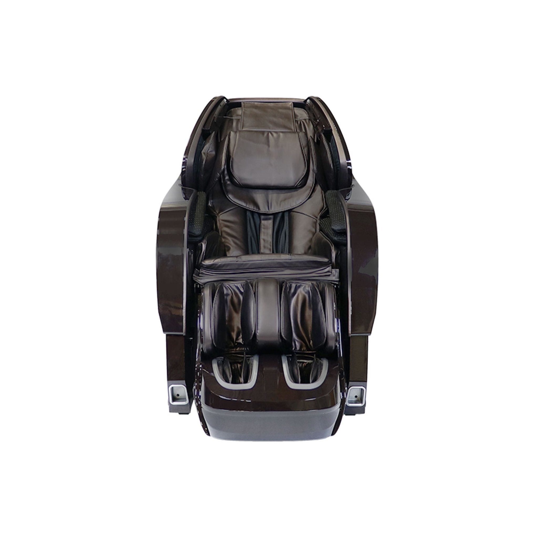 Kyota Yosei M868 massage chair in brown with full body 4D zero gravity design, showcasing its sleek, modern appearance from the front.