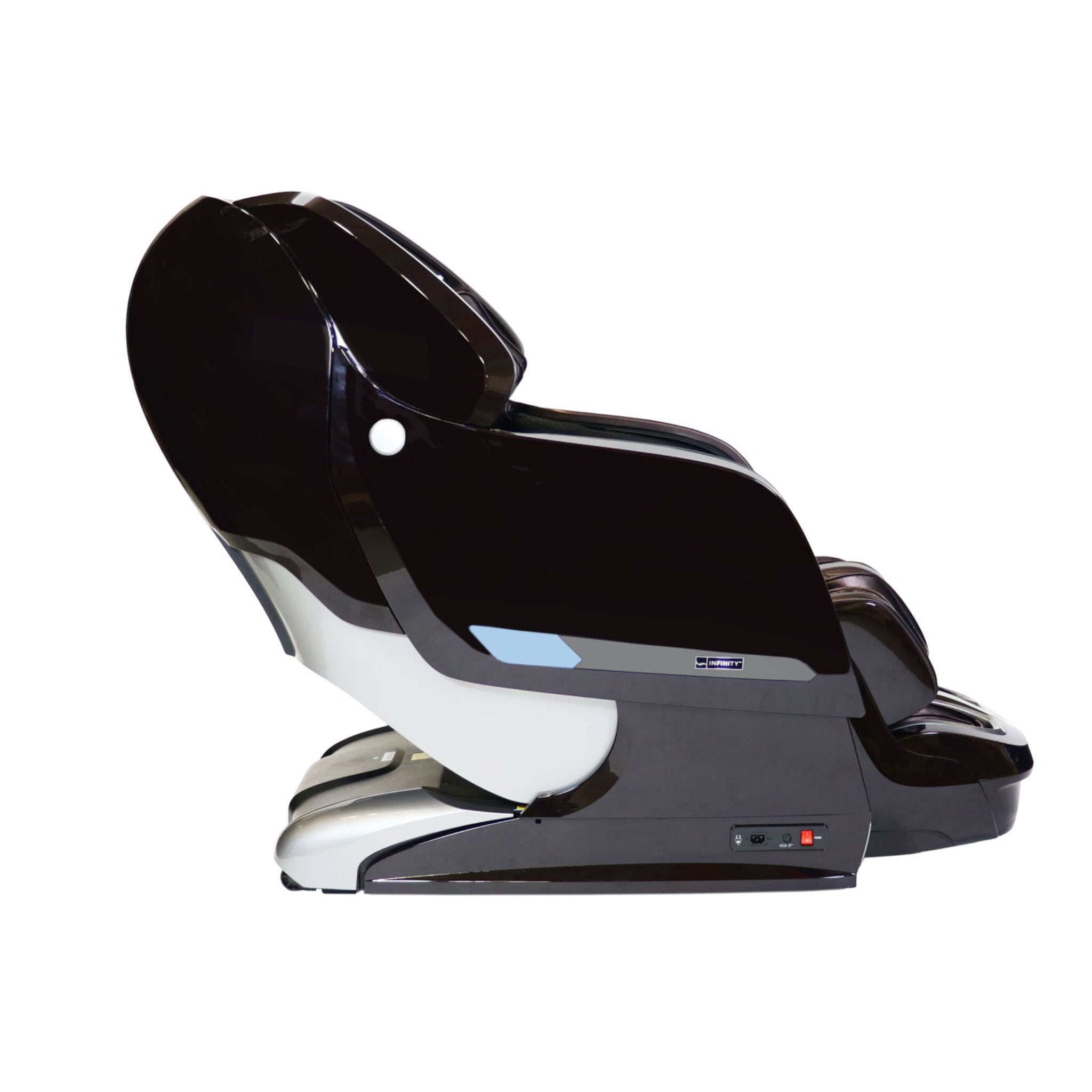 Kyota Yosei M868 massage chair in brown, showcasing full body 4D massage and zero gravity recline in a modern living room setting.