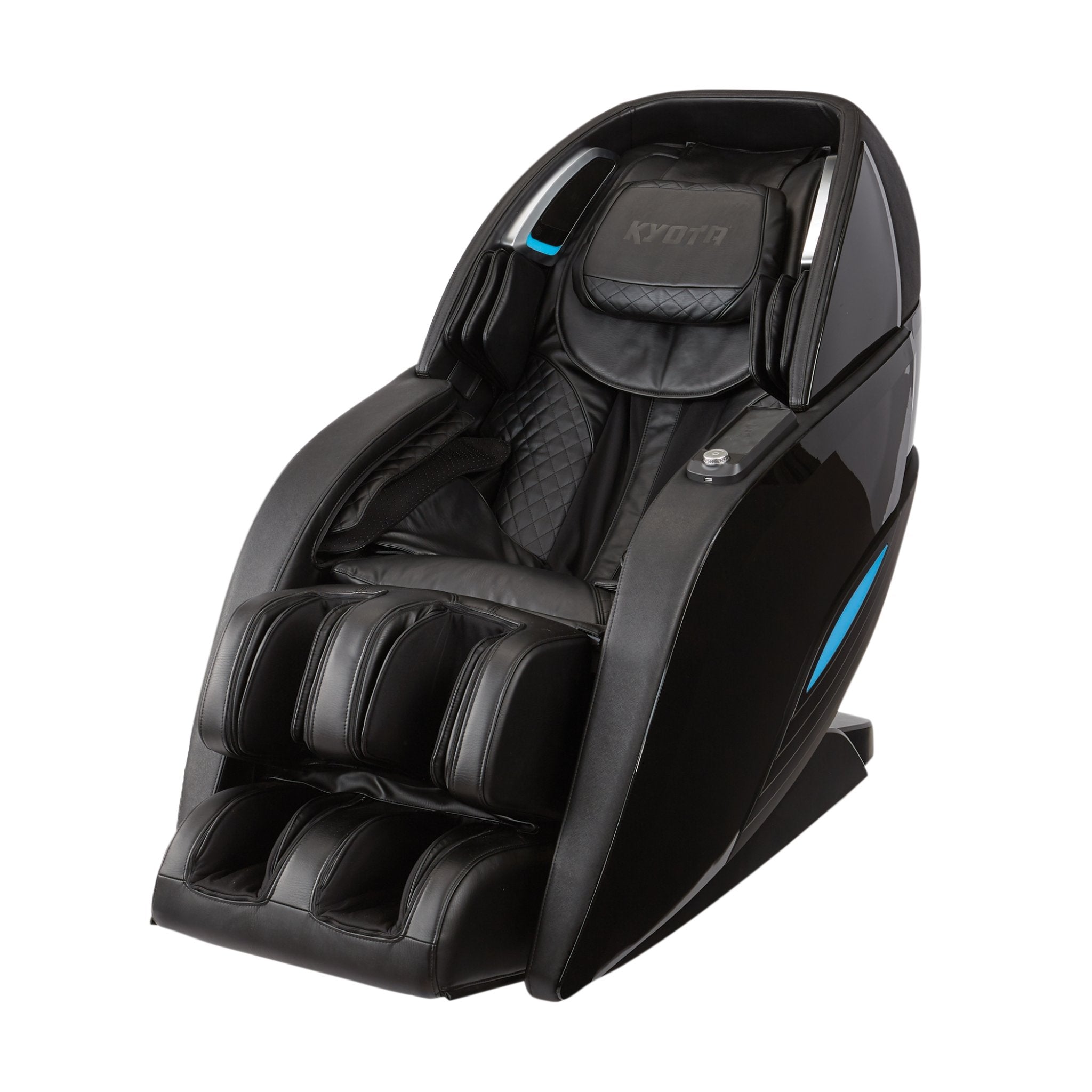 Kyota Yutaka M898 luxury full body zero gravity massage chair in black with padded armrests and control panel