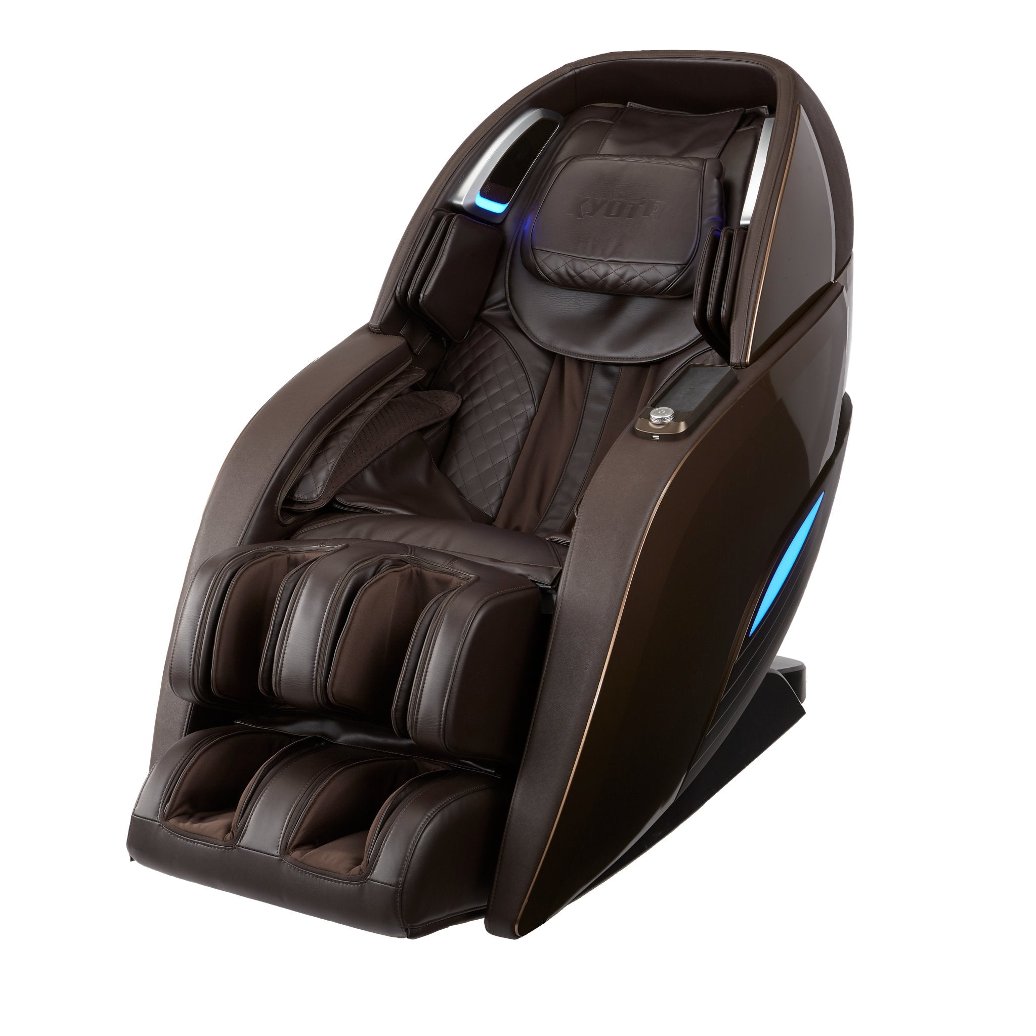 Kyota Yutaka M898 massage chair in brown with plush padding and full body zero gravity design for ultimate relaxation.