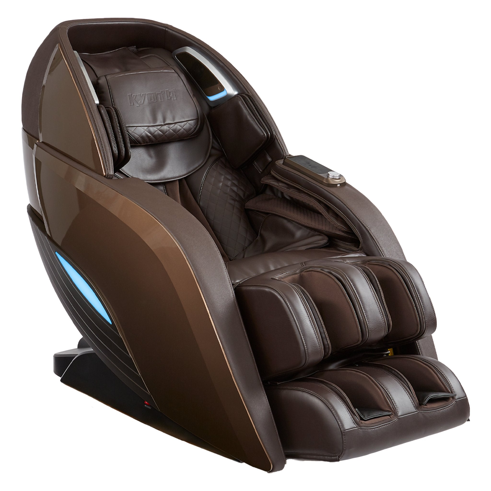 Kyota Yutaka M898 massage chair in brown, featuring full body zero gravity design and plush cushioning for relaxation.