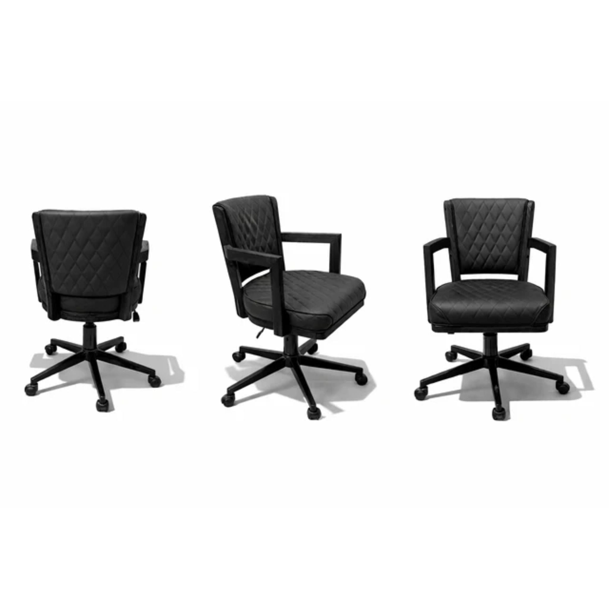 Ram Game Room Prohibition poker and dining chair in black, modern swivel game chair with padded seat and back support