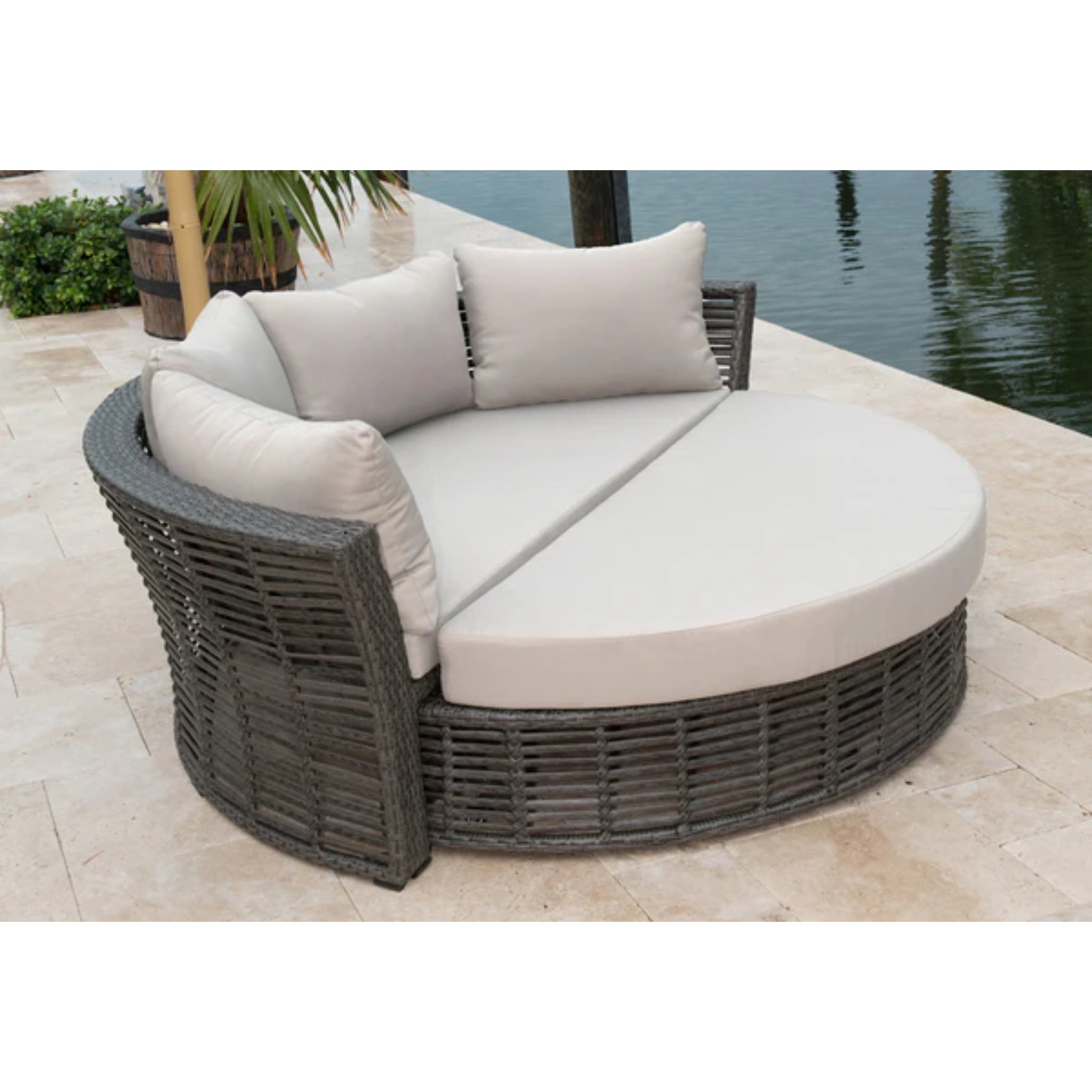 Panama Jack Graphite Canopy Daybed with Ottoman