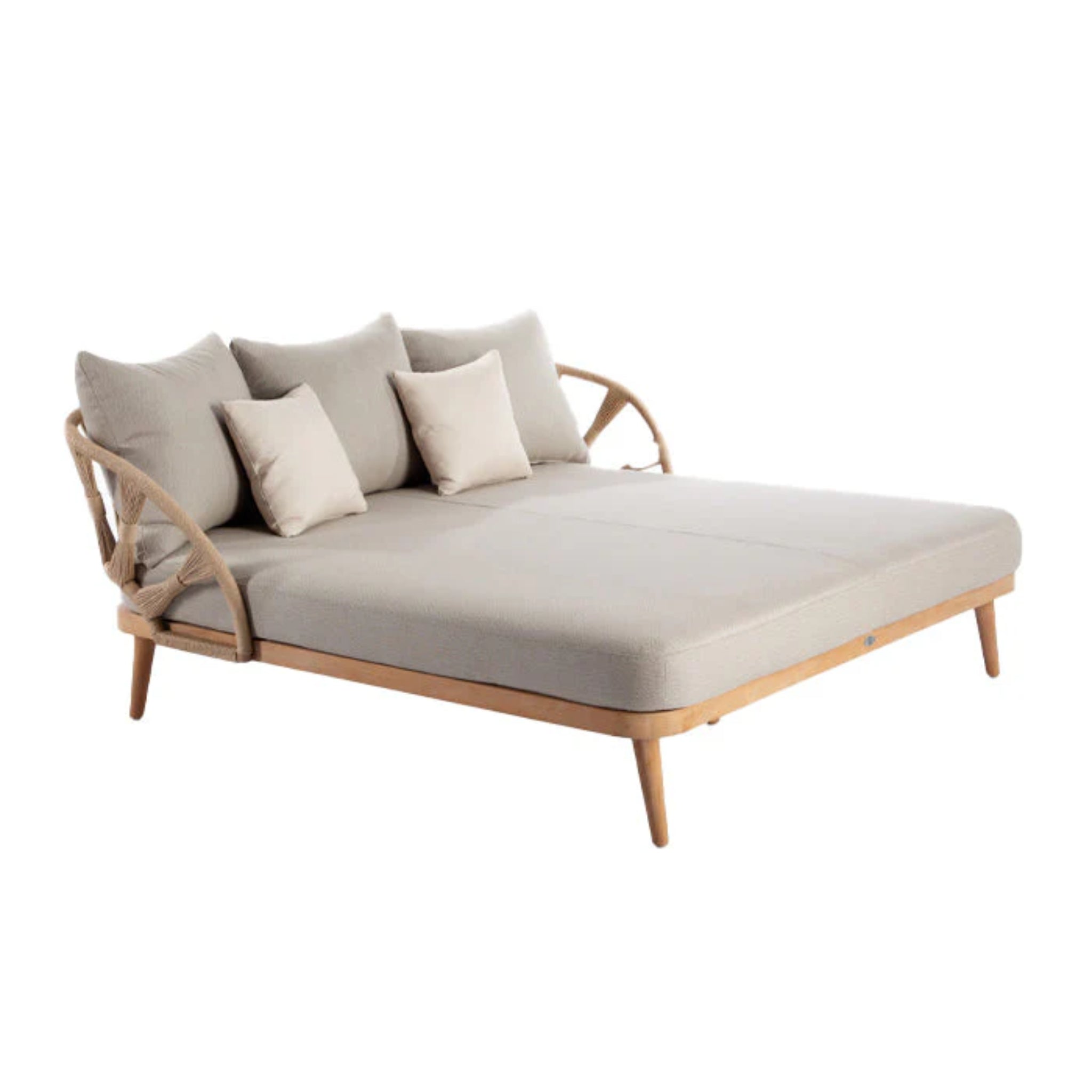 Skyline Design Krabi Daybed – Rami Natural Rope & Teak | Luxury Outdoor Daybed