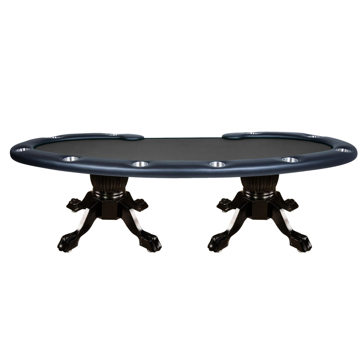 BBO Poker Tables Prestige X green velvet Texas Hold’em poker table with modern luxury design and black accents.