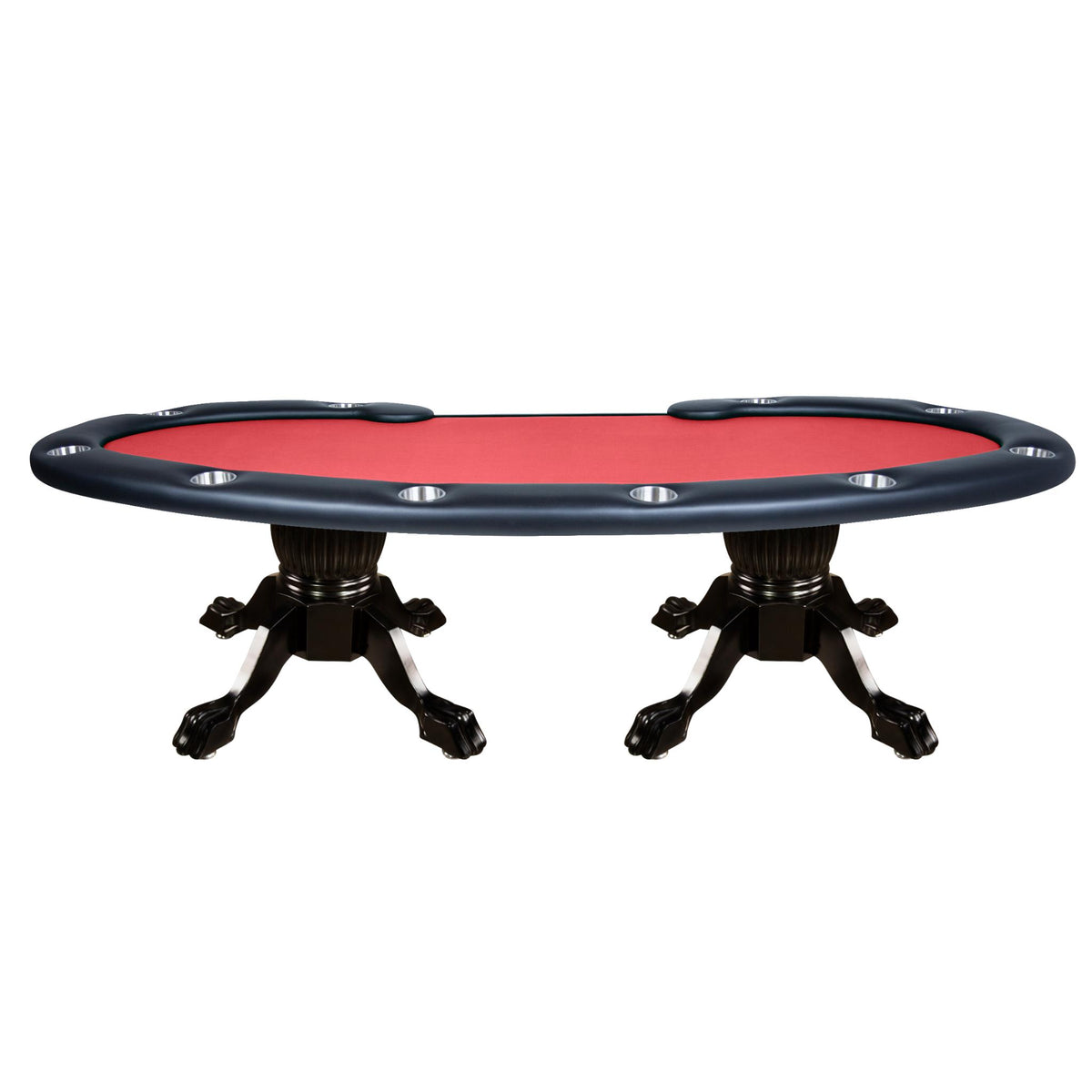 BBO Poker Tables Prestige X luxury Texas Hold’em poker table with green velveteen surface and black accents.