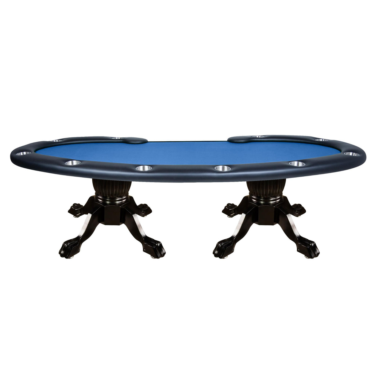 Green velvet BBO Poker Tables Prestige X poker table for Texas Hold’em with modern luxury design and black accents.