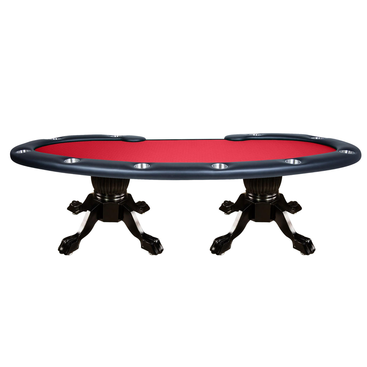 BBO Poker Tables Prestige X Texas Hold’em poker table with green velveteen surface and black accents, modern luxury design.