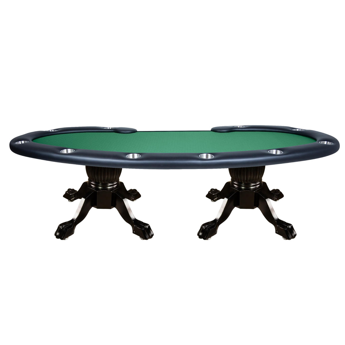 BBO Poker Tables Prestige X Texas Hold’em poker table with green velveteen surface and modern luxury design.