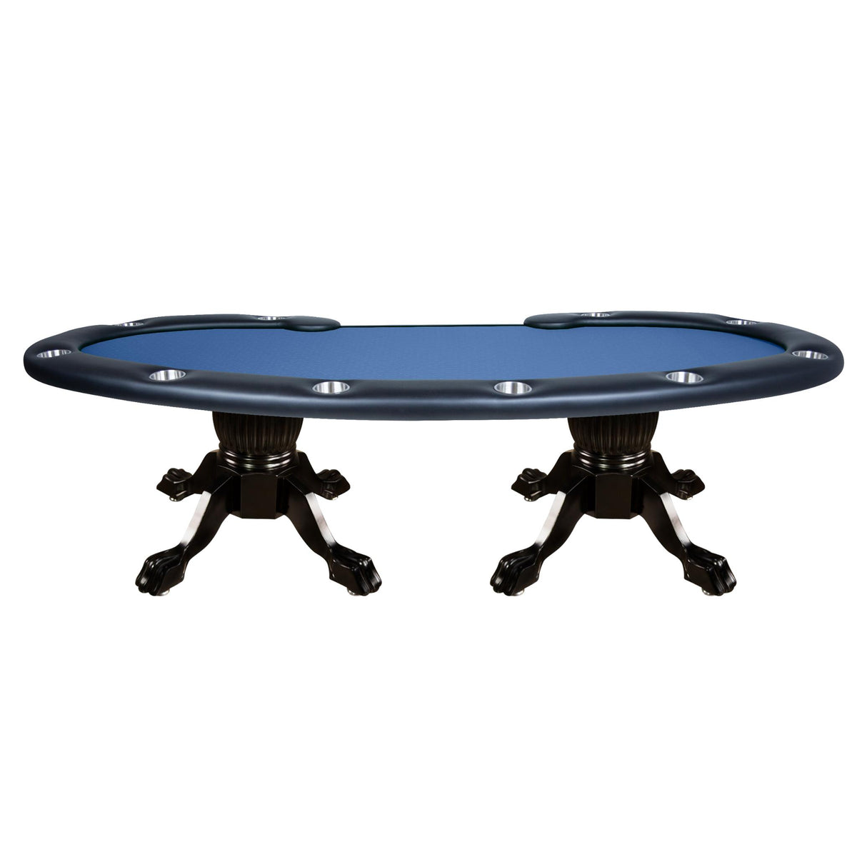 BBO Poker Tables Prestige X Texas Hold’em poker table with green velveteen surface and black accents, modern luxury design.