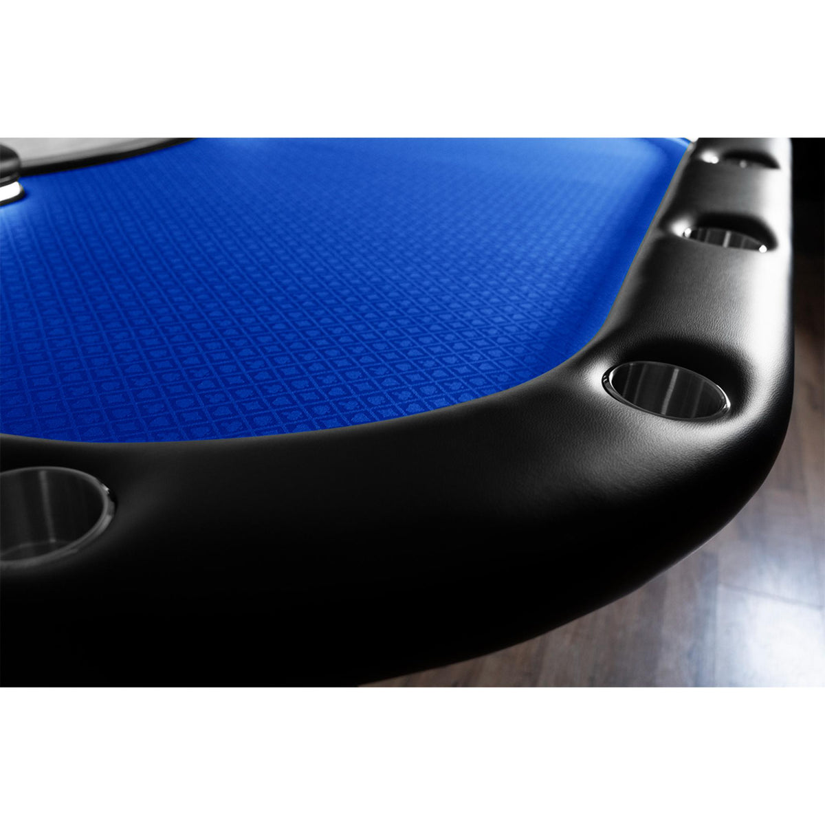 BBO Poker Tables Aces Pro Alpha LED folding Texas Hold’em poker table with green velveteen surface and built-in LED lighting.