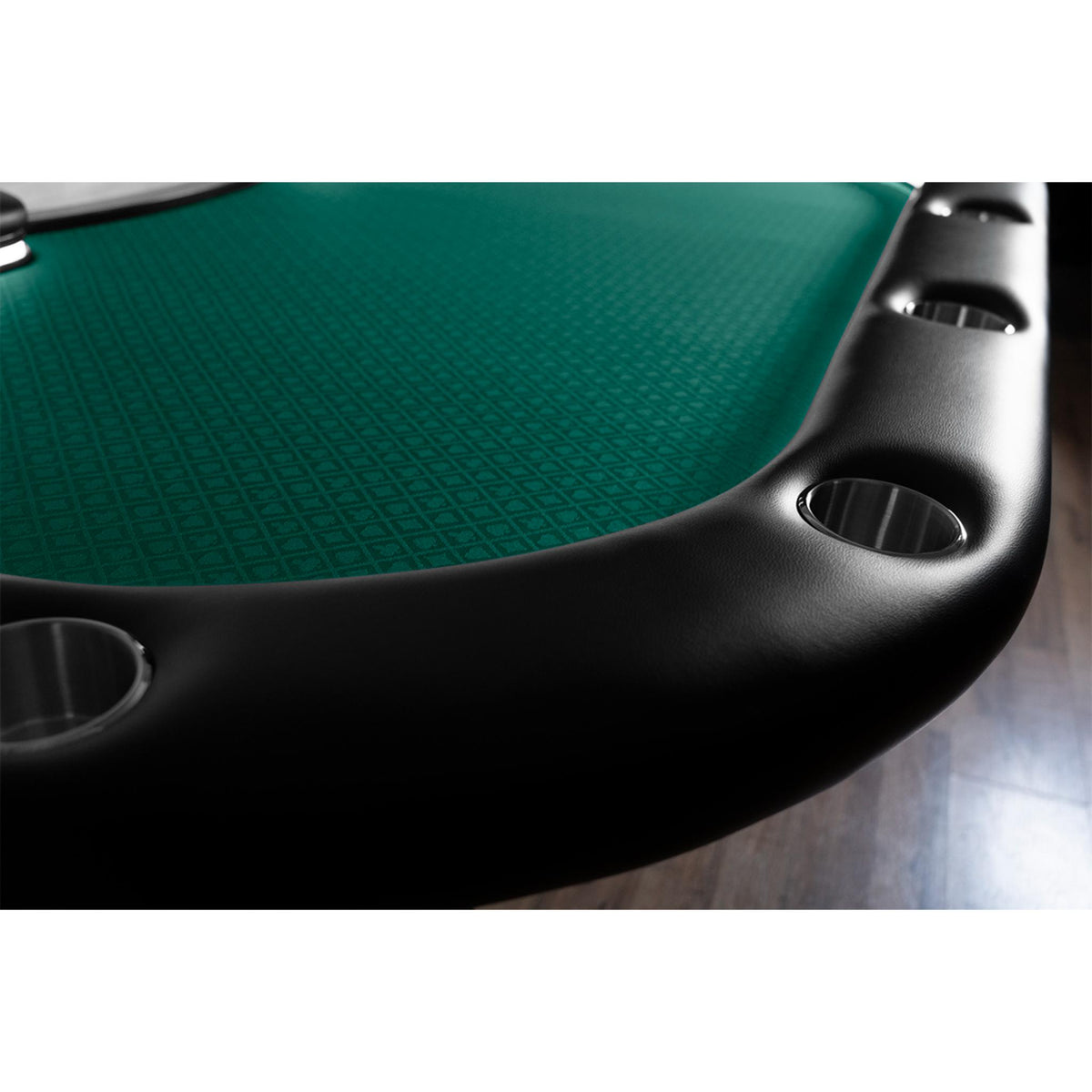 BBO Poker Tables Aces Pro Alpha LED folding Texas Hold’em poker table with green velveteen surface and modern rectangular design