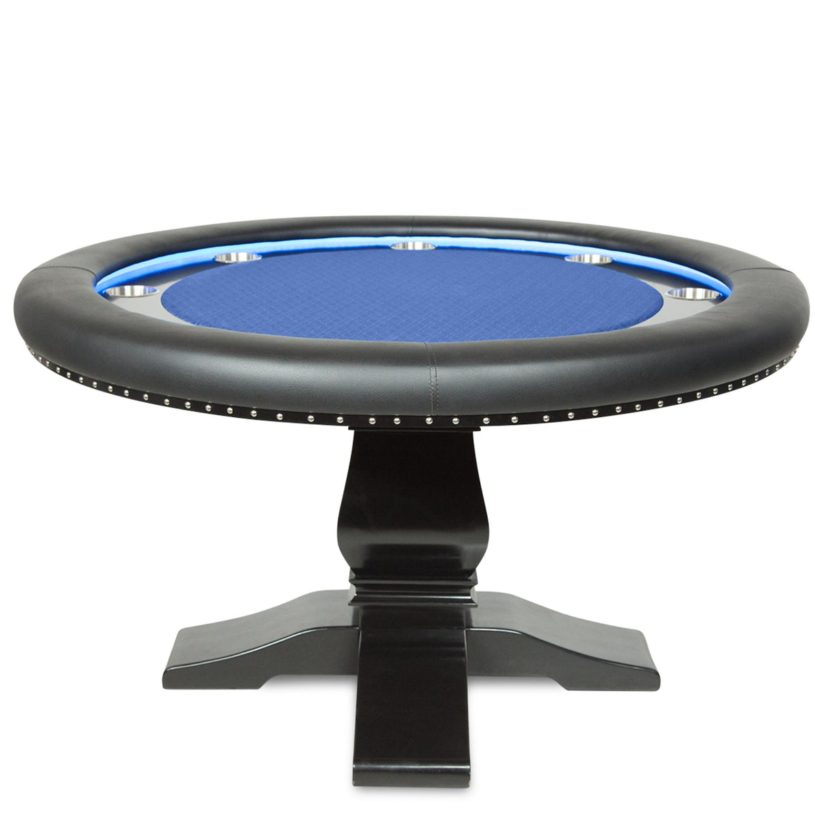 BBO Poker Tables Ginza round LED Texas Hold’em poker table with green velveteen surface and modern design.