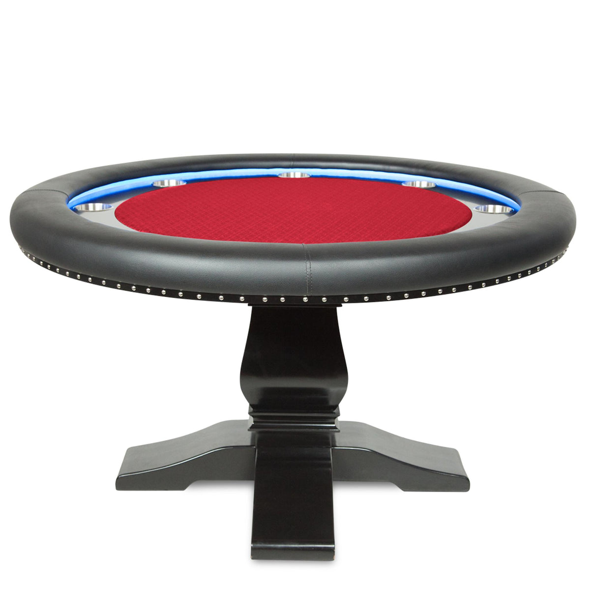 BBO Poker Tables Ginza round LED Texas Hold’em poker table with green velveteen surface and modern design.