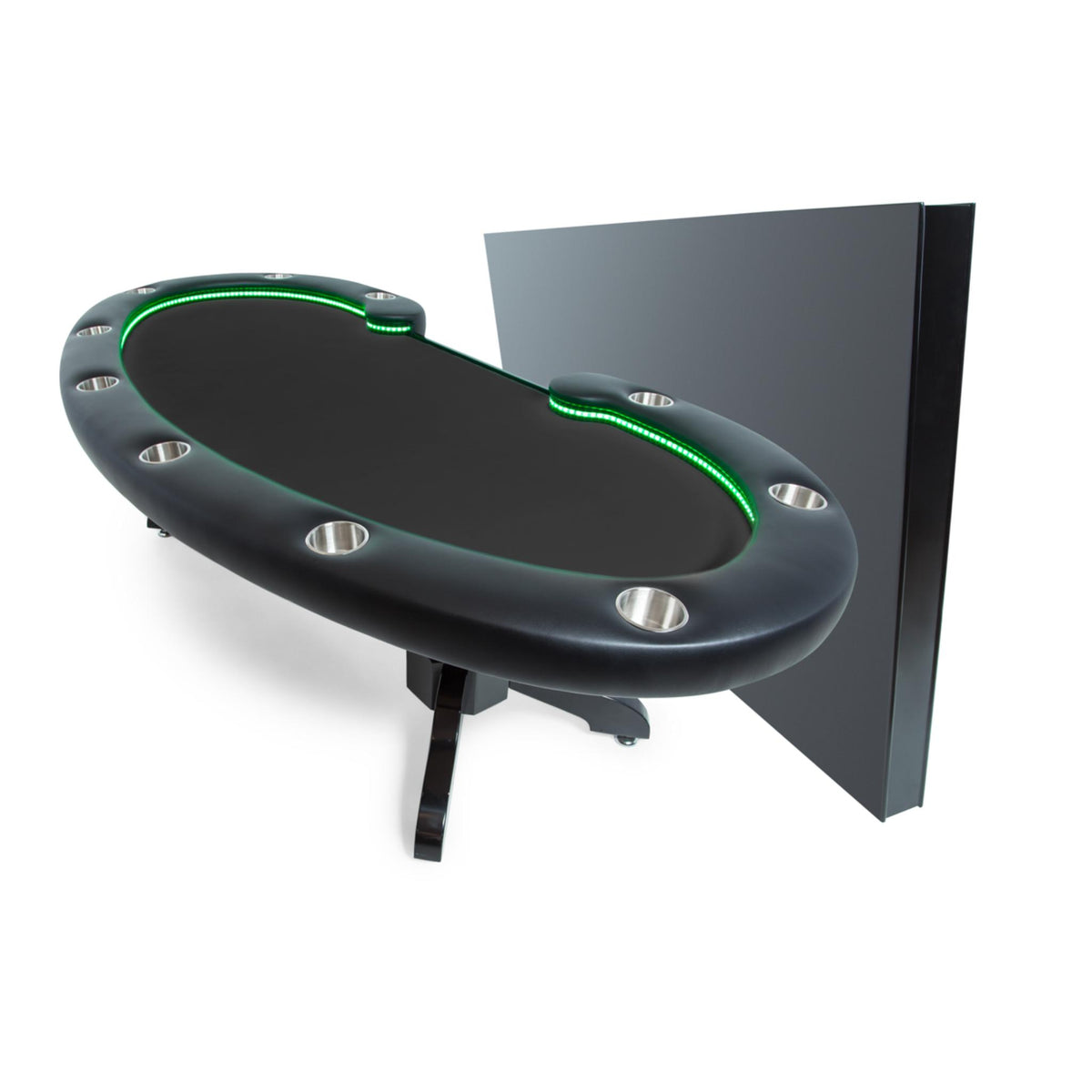 BBO Poker Tables Lumen HD LED Texas Hold’em poker table with green velveteen surface and illuminated edge for a premium gaming experience.